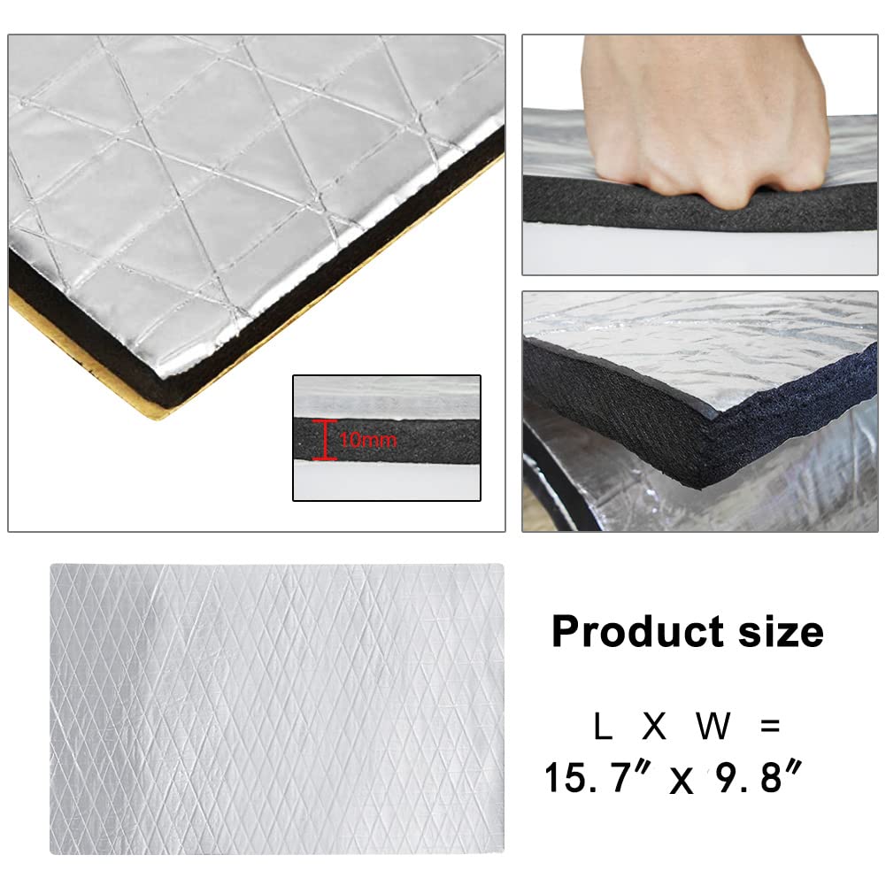Gosche 394 Mil 12.92 Sqft Sound Deadener For Car, 10Mm Thick Sound Deadening Mat Materials Can Be Better With Audio Noise Insulation And Vibration Dampening 9.8'X 15.7'(12-Piece)