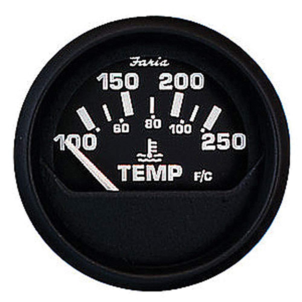Faria 12812 Euro Water Temperature Gauge (100-250F) - 2, Black