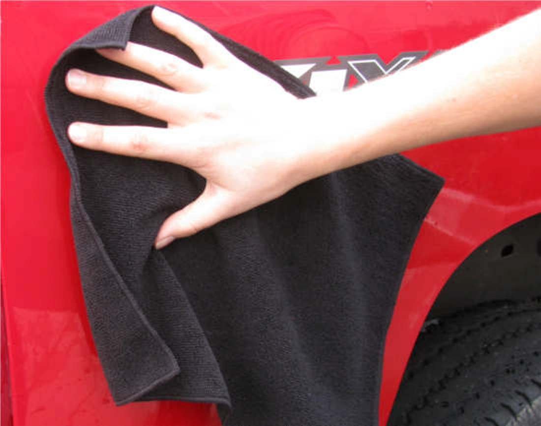 Real Clean 16X16 300Gsm Premium Black Microfiber Towels (Pack Of 10)
