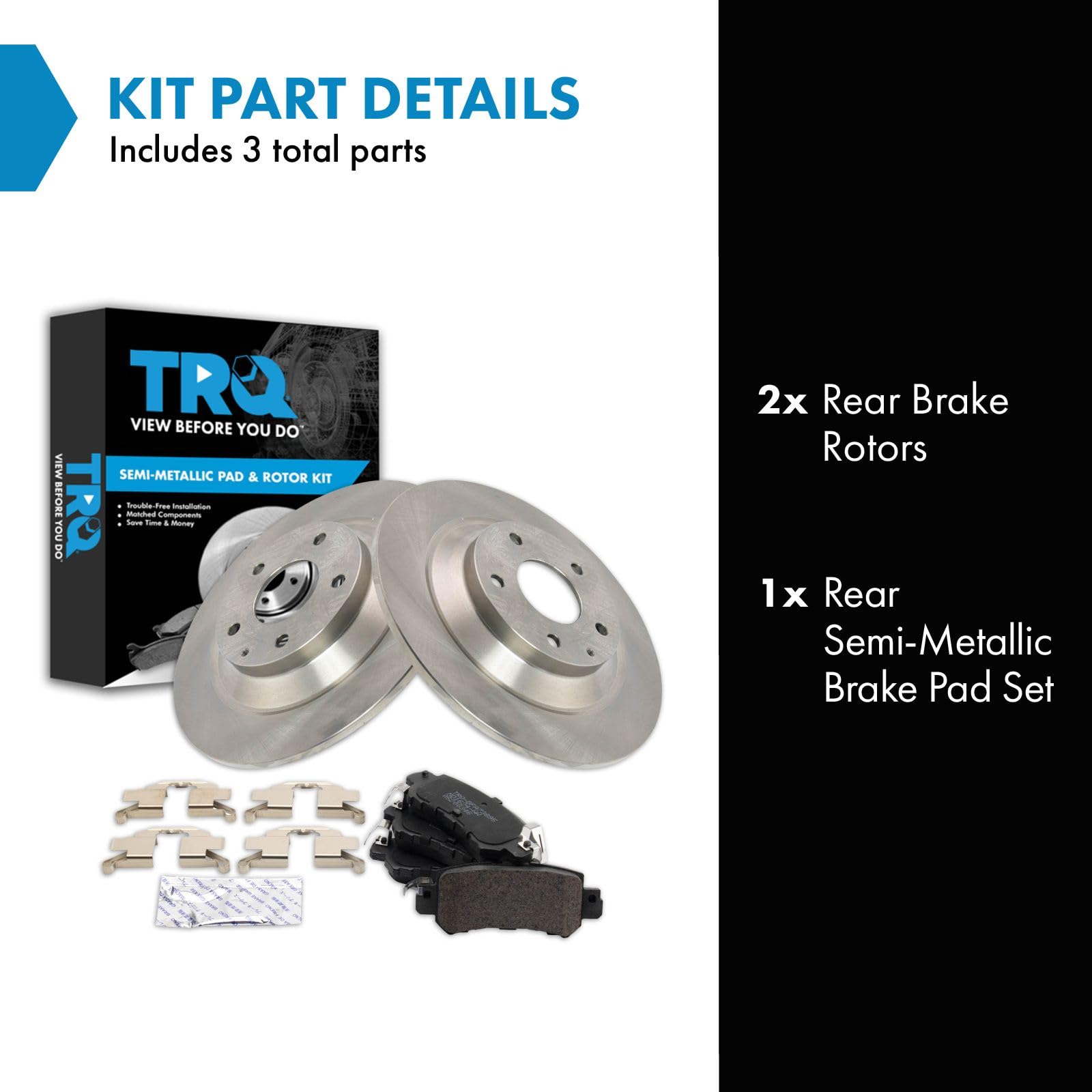 Trq Rear Brake Pad & Rotor Kit Brake Pads Brake Rotor Semi-Metallic Compatible With 2013-2015 Mazda Cx-5