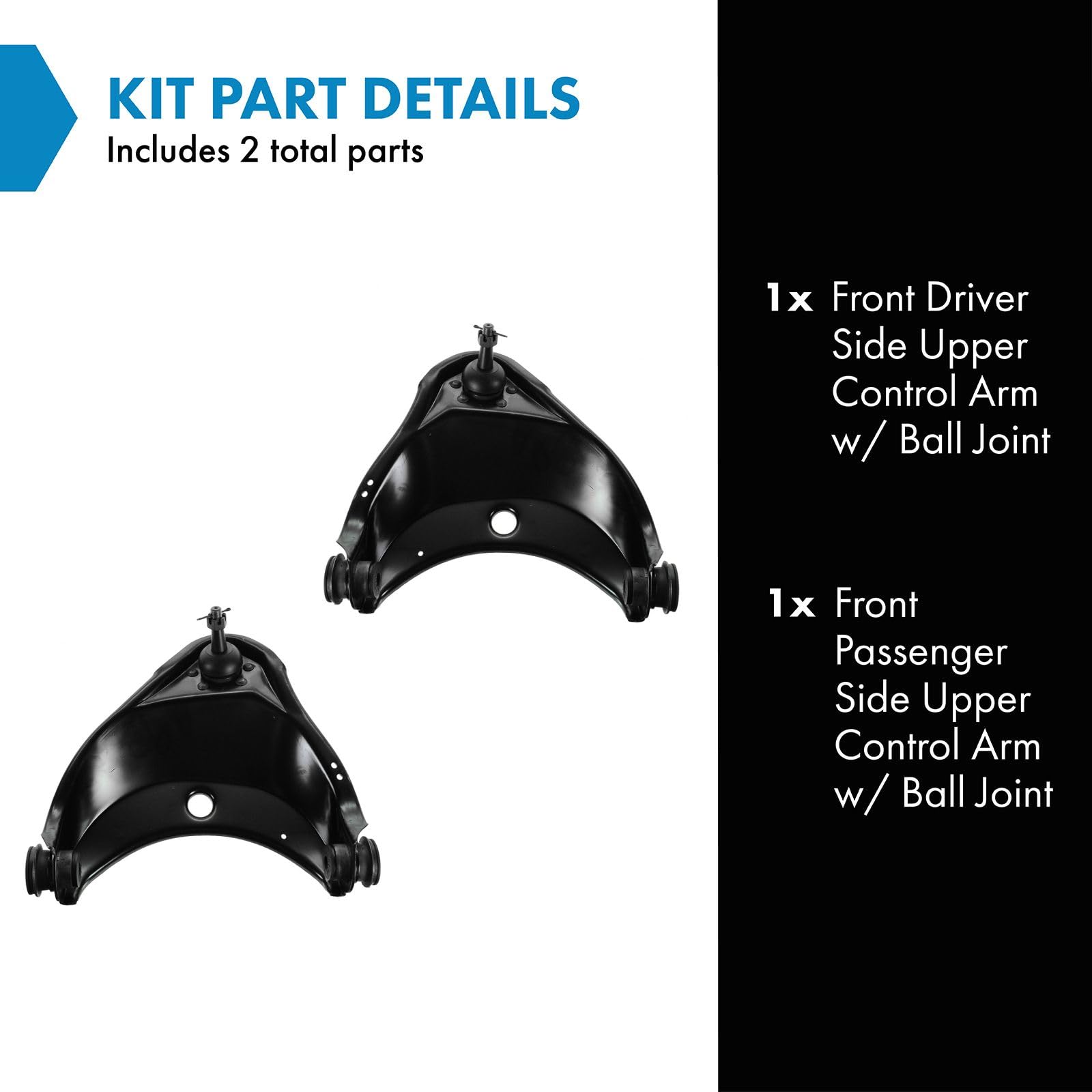 Trq Front Upper Control Arm With Ball Joint Set Compatible With 88-02 Chevrolet Gmc