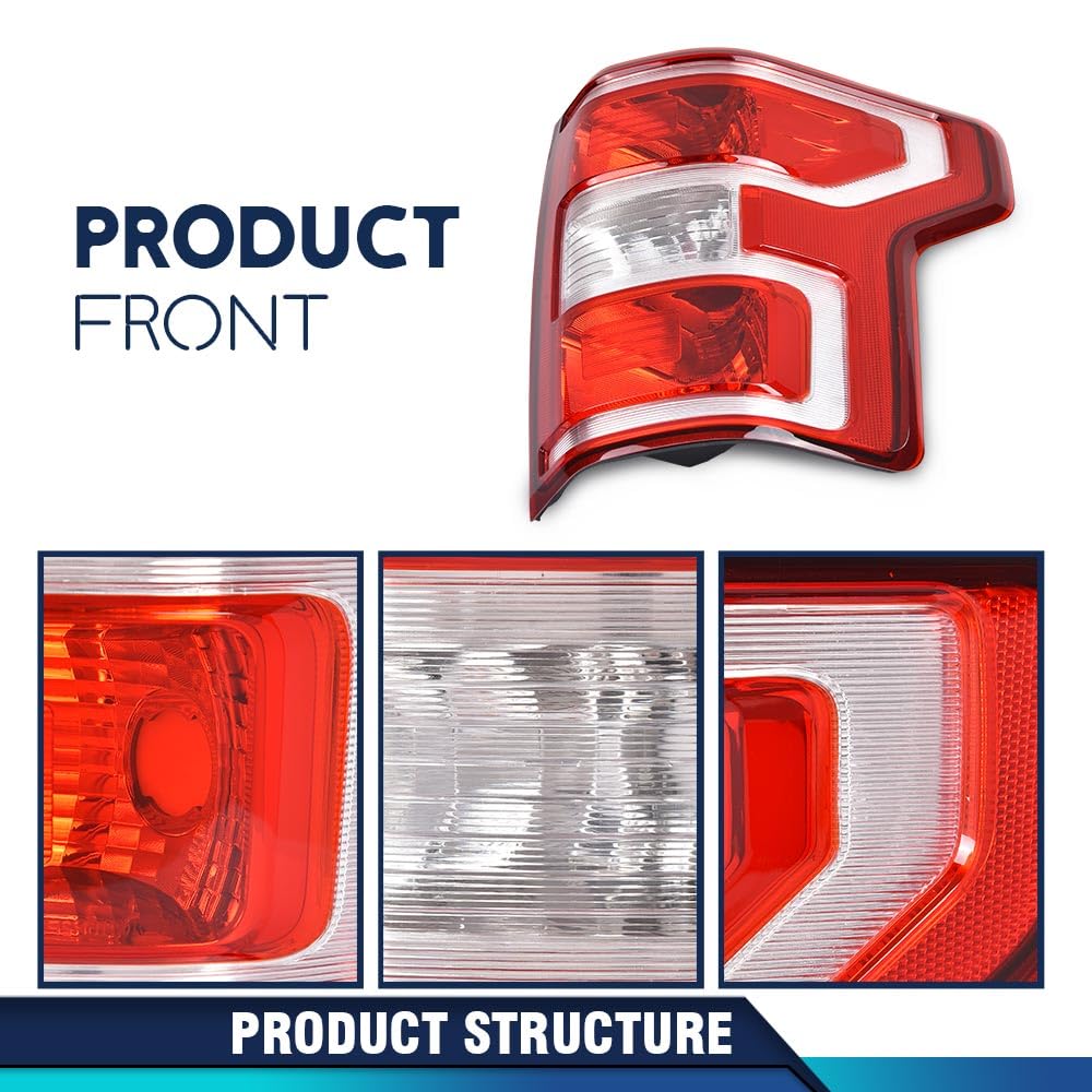 Pit66 Rear Tail Lamp Light W/O Bulbs & Wiring Harness Compatible With Ford F150 2018-2020 Jl3Z13405H, Jl3Z13404H, Fo2800265, Fo2
