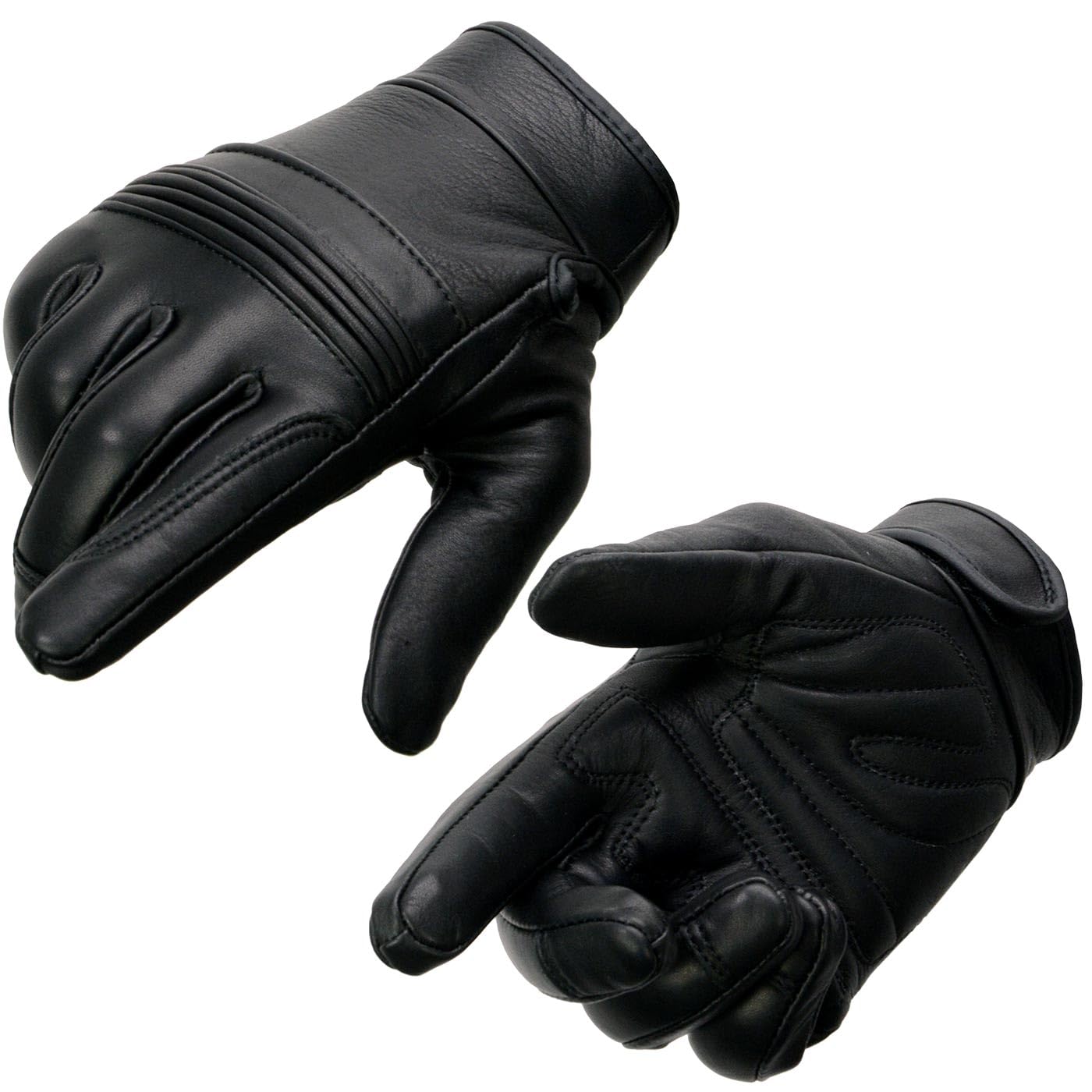Milwaukee Leather Mg7535 Men'S Black Leather With Gel Palm Motorcycle Hand Gloves W/Flex Knuckles - Large