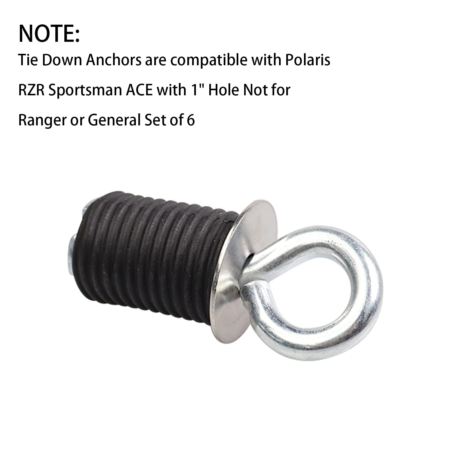 Tie Down Anchors Rubber Bed Anchors Compatible With Polaris Rzr Sportsman Ace 570/450/850 With 1' Hole Not For Ranger Or General Black Set Of 6
