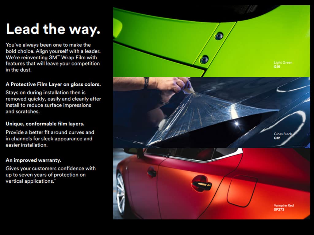 3M 2080 Dm12 Vinyl Car Wrap Film Sheet Roll With Air Release Technology - 5Ft X 1Ft With Application Card, Dead Matte Black