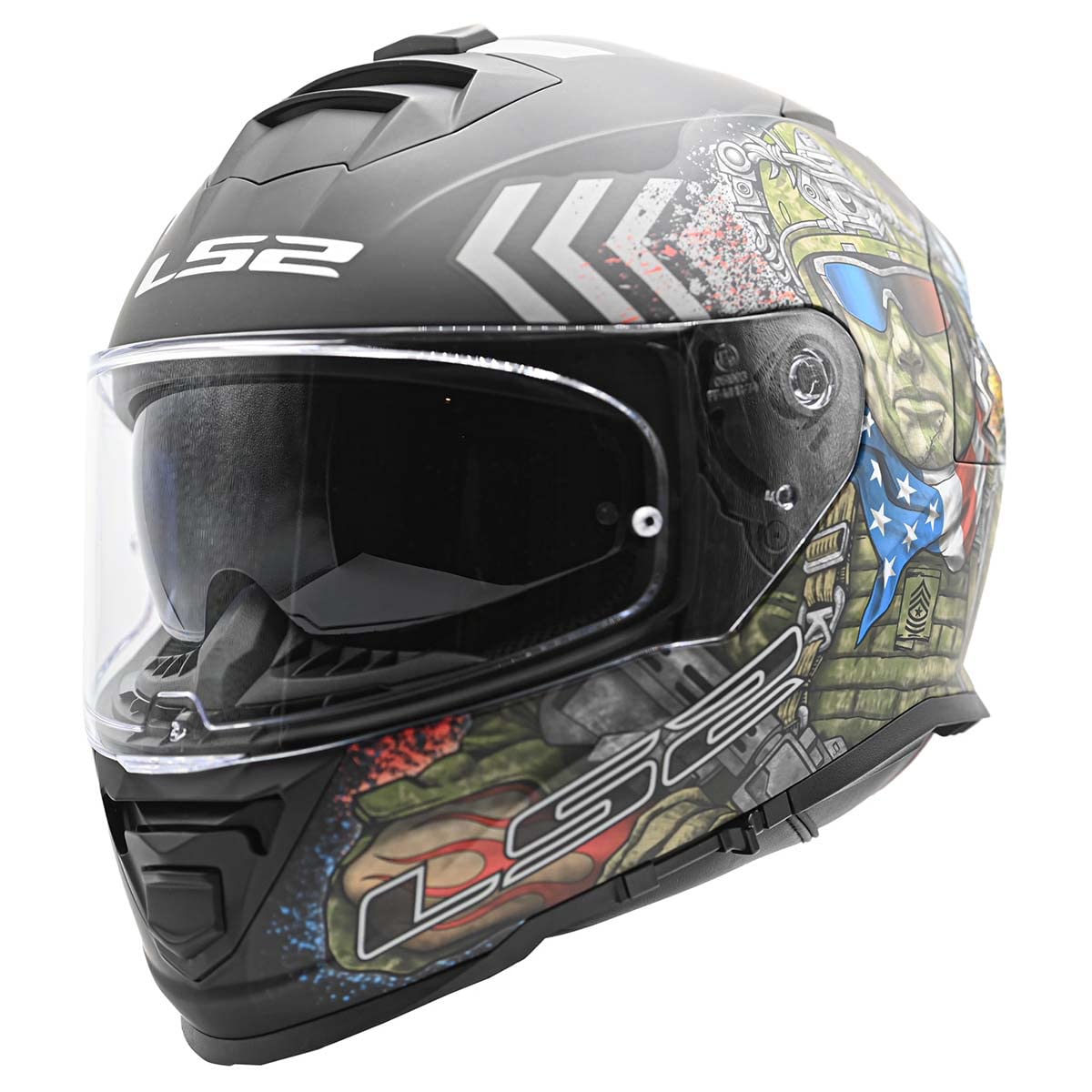 Ls2 Helmets Assault Full Face Motorcycle Helmet W/Sunshield (Commando Black Camo - Medium)
