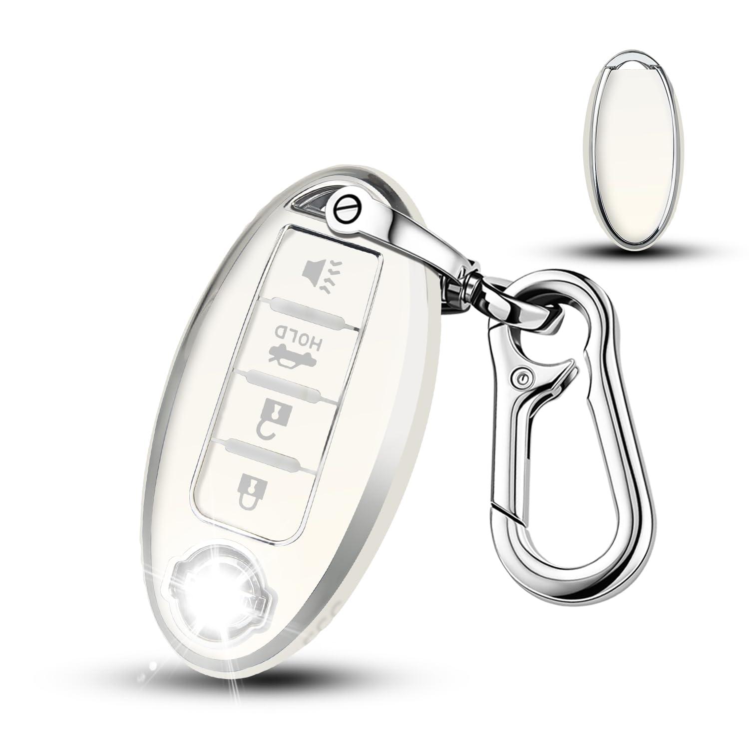 Qbuc For Nissan Key Fob Cover With Keychain Silver Trim Soft Tpu Case Compatible With Maxima Murano Altima Sentra Rogue 4 Button