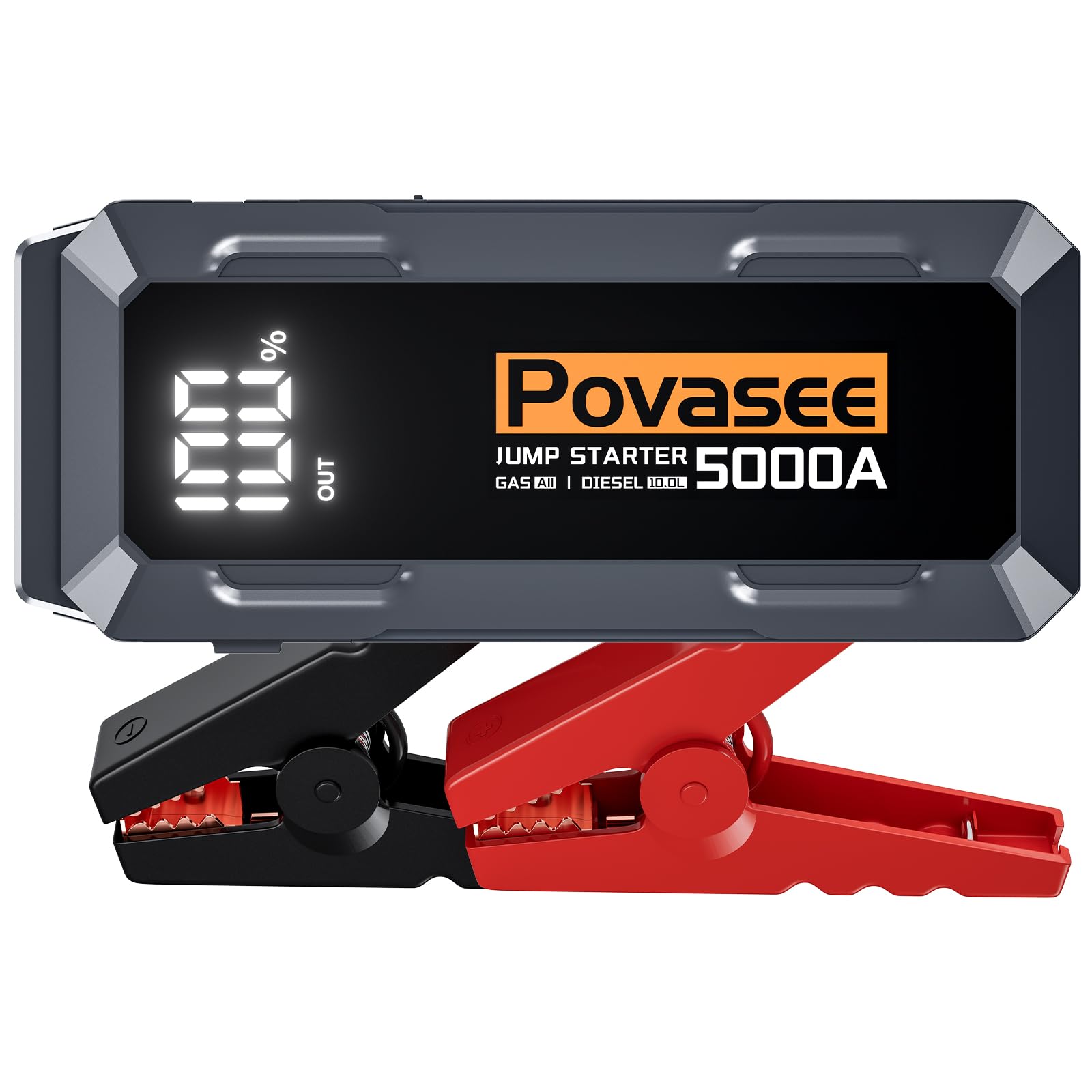 Povasee Car Battery Jump Starter 5000A Jump Box (All Gas/10L Diesel) Portable Car Jump Starter Battery Pack, 12V Jumper Starter