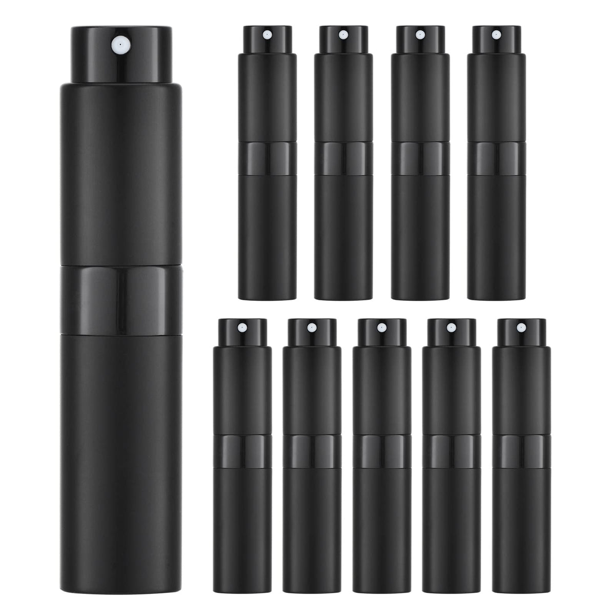 Tekson 10Pcs 8Ml Perfume Atomizer Travel, Refillable Cologne Containers, Dispenser Spray Empty Bottle For Mini Sprayer Size (Bla