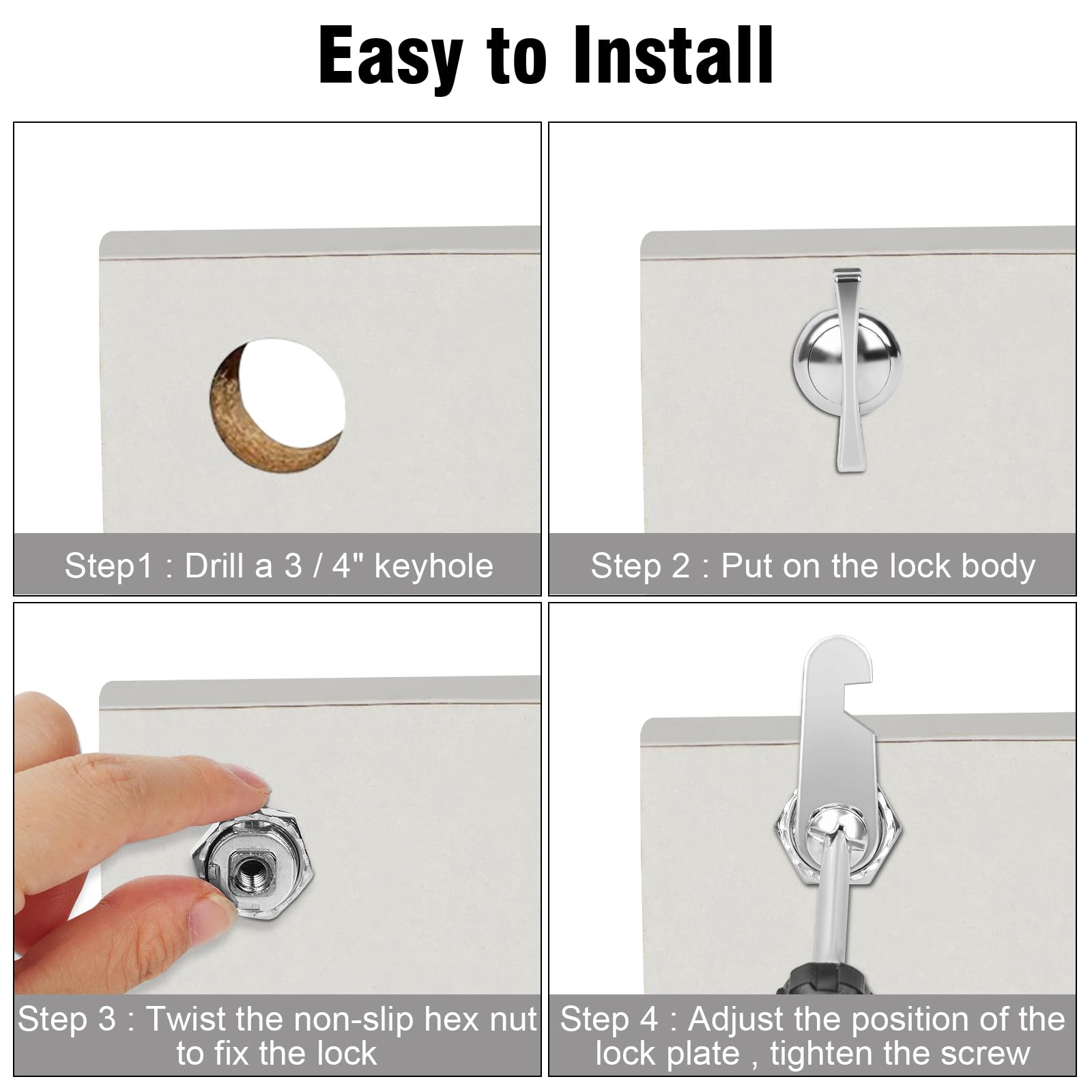 Sartatue Thumb Operated Offset Cam Lock, 1-3/8    Rv Storage Locks 5Pcs Cabinet Locks 5Pcs Keyless Non-Locking Locks Replacement