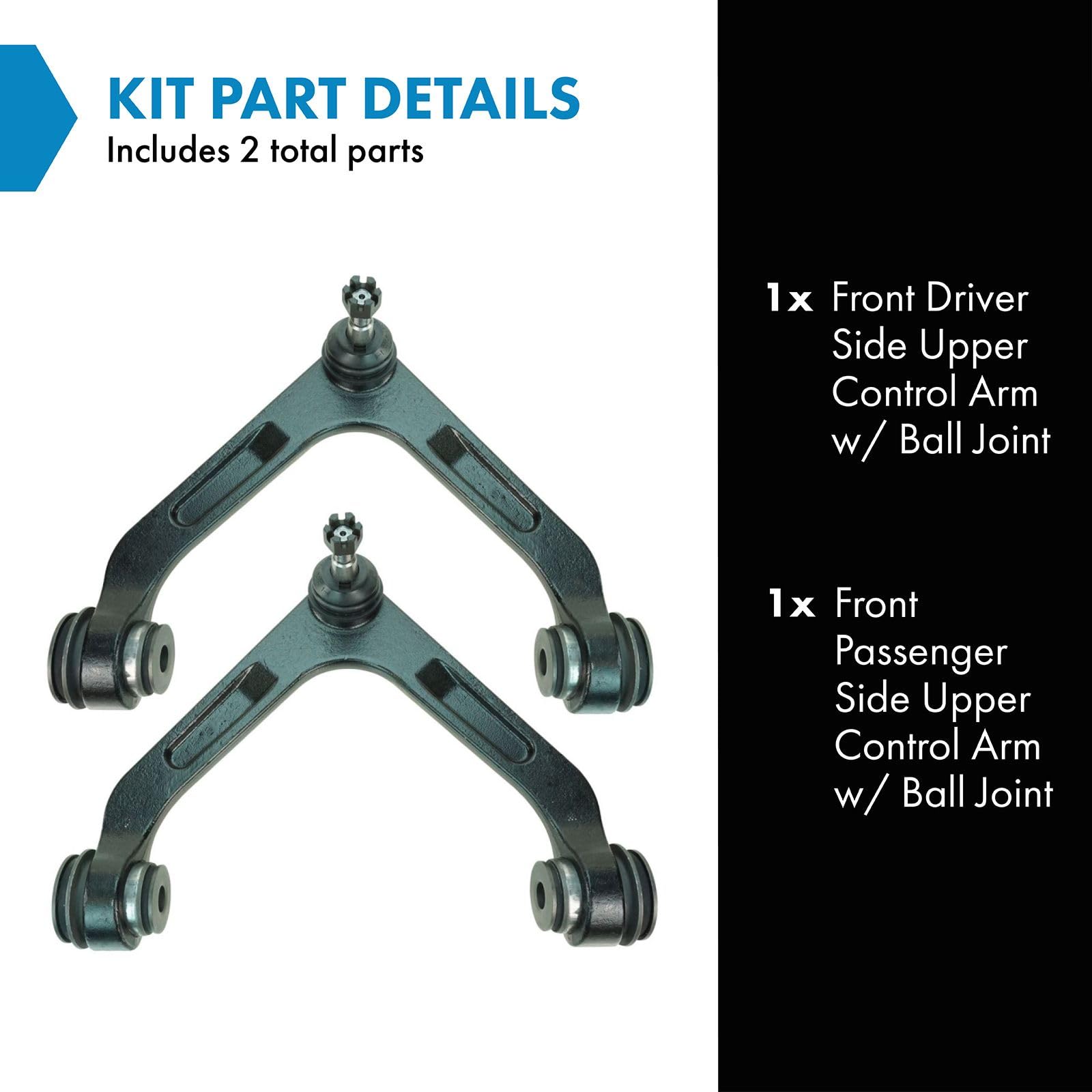 Trq Front Upper Control Arm With Ball Joint Set Compatible With 2003-2005 Dodge Ram 2500 Ram 3500