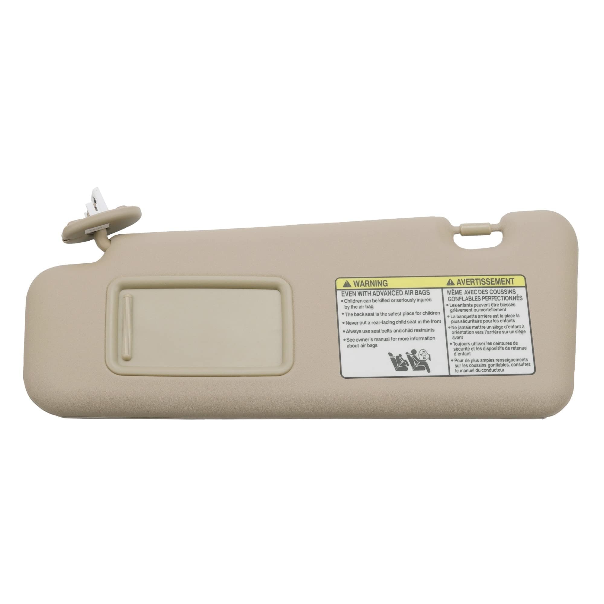 Dasbecan Front Left Driver Side Sun Visor With Light Compatible With Toyota Highlander 2008-2013 74320-48180-E0 (Beige)
