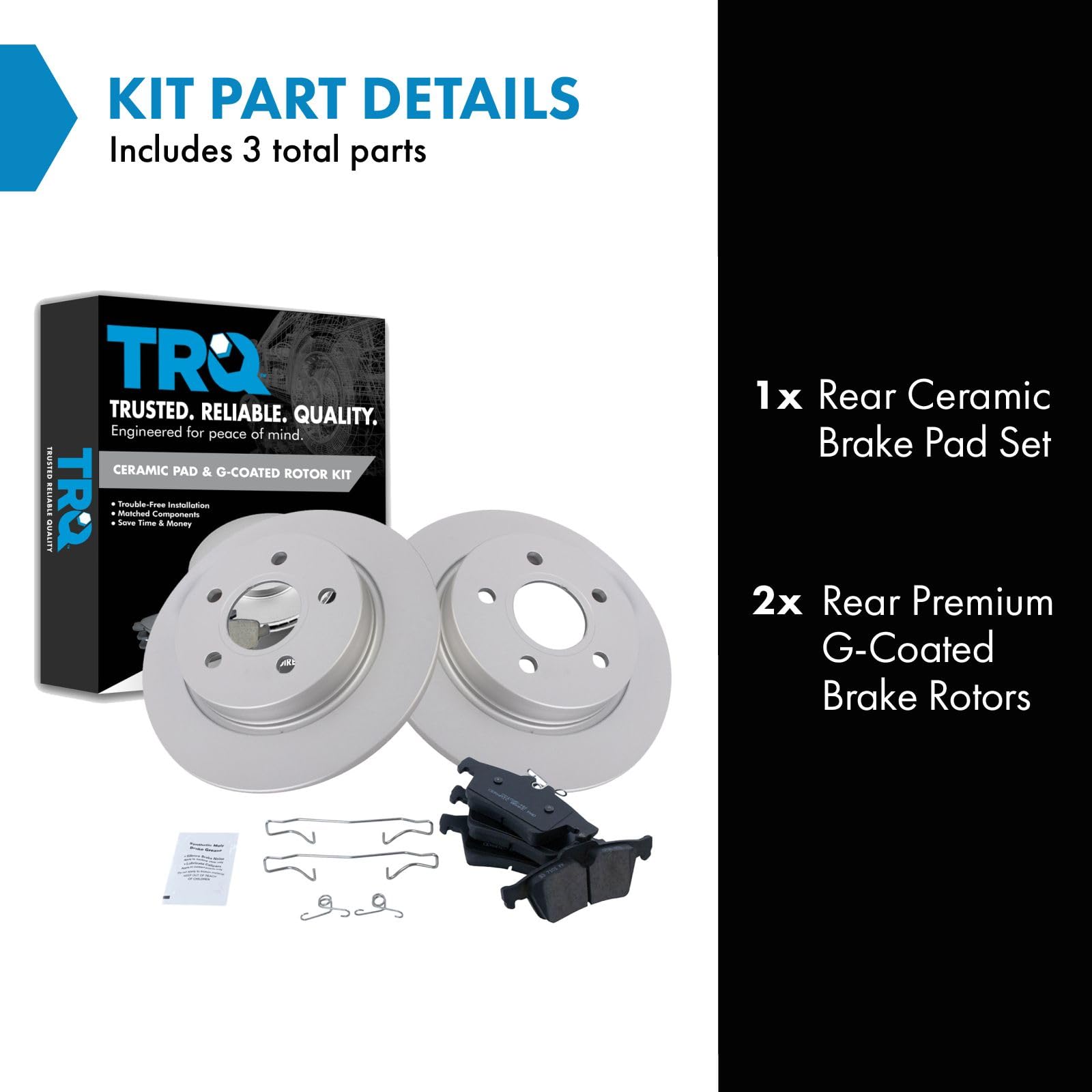 Trq Rear Brake Pad & Rotor Kit Brake Pads Brake Rotor Ceramic Premium G-Coated Compatible With 2012-2018 Ford Focus