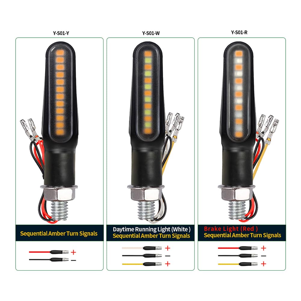 Blyilyb Motorcycle Blinkers Indicator Sequential Turn Signal Amber Led Lamp (Pack Of 2)