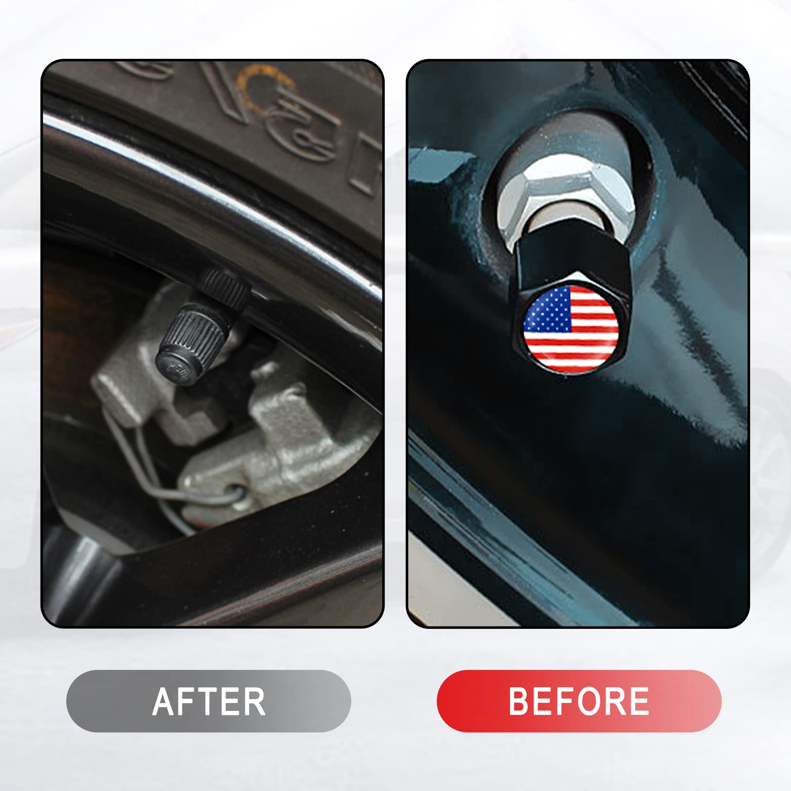 Ajxn 4 Pcs Original American Flag Car Wheel Tire Valve Stem Caps Airtight Dust Proof Covers Universal Tire Air Valve Caps For Cars, Trucks, Bicycles (Red)