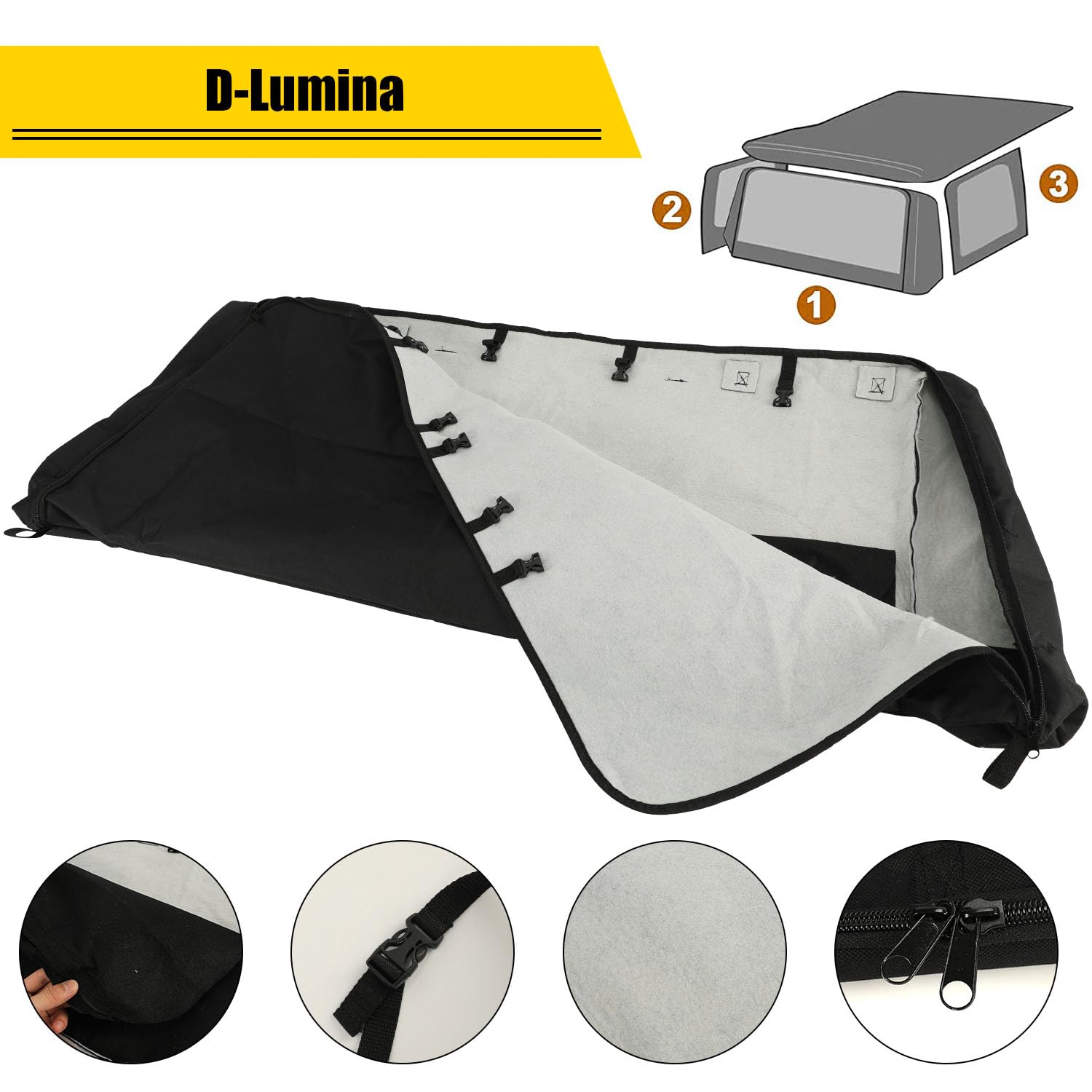 D-Lumina Middle Roof Panel Hard Top Storage Bag Compatible with Ford Bronco 4-Door 2021 2022 2023 2024 2025 - UP, Over Second Ro