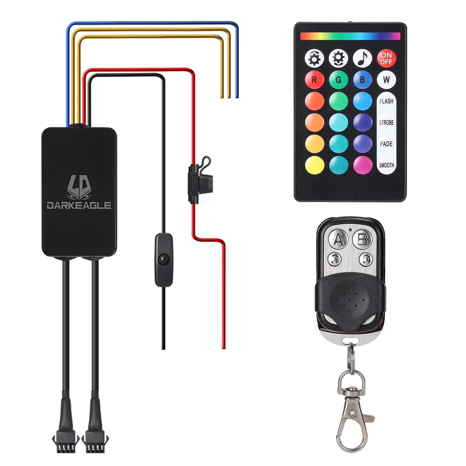 LD DARKEAGLE Replacement Controller Control Box for Motorcycle LED Lights 8/12/14/16/18/20 LED Light Kits with APP/IR/RF Control