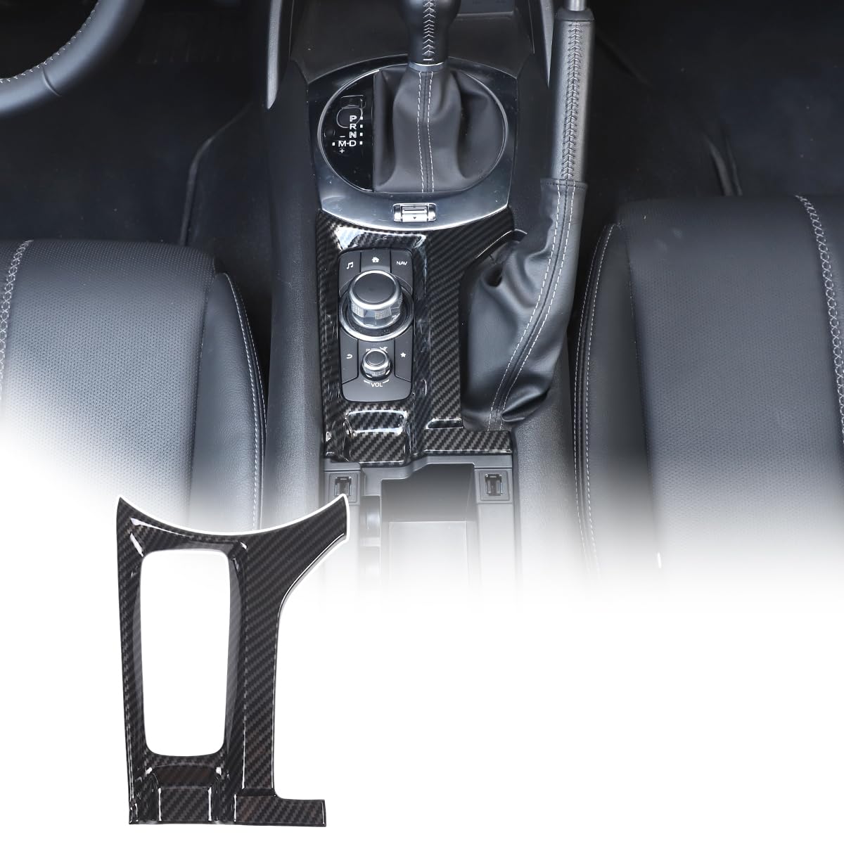 Car Interior Gear Shift Frame Trim Sticker For Mazda Mx-5 Nd 2015-2023 Center Console Panel Trim Cover Interior Accessories (Multimedia Panel-Carbon Fiber)