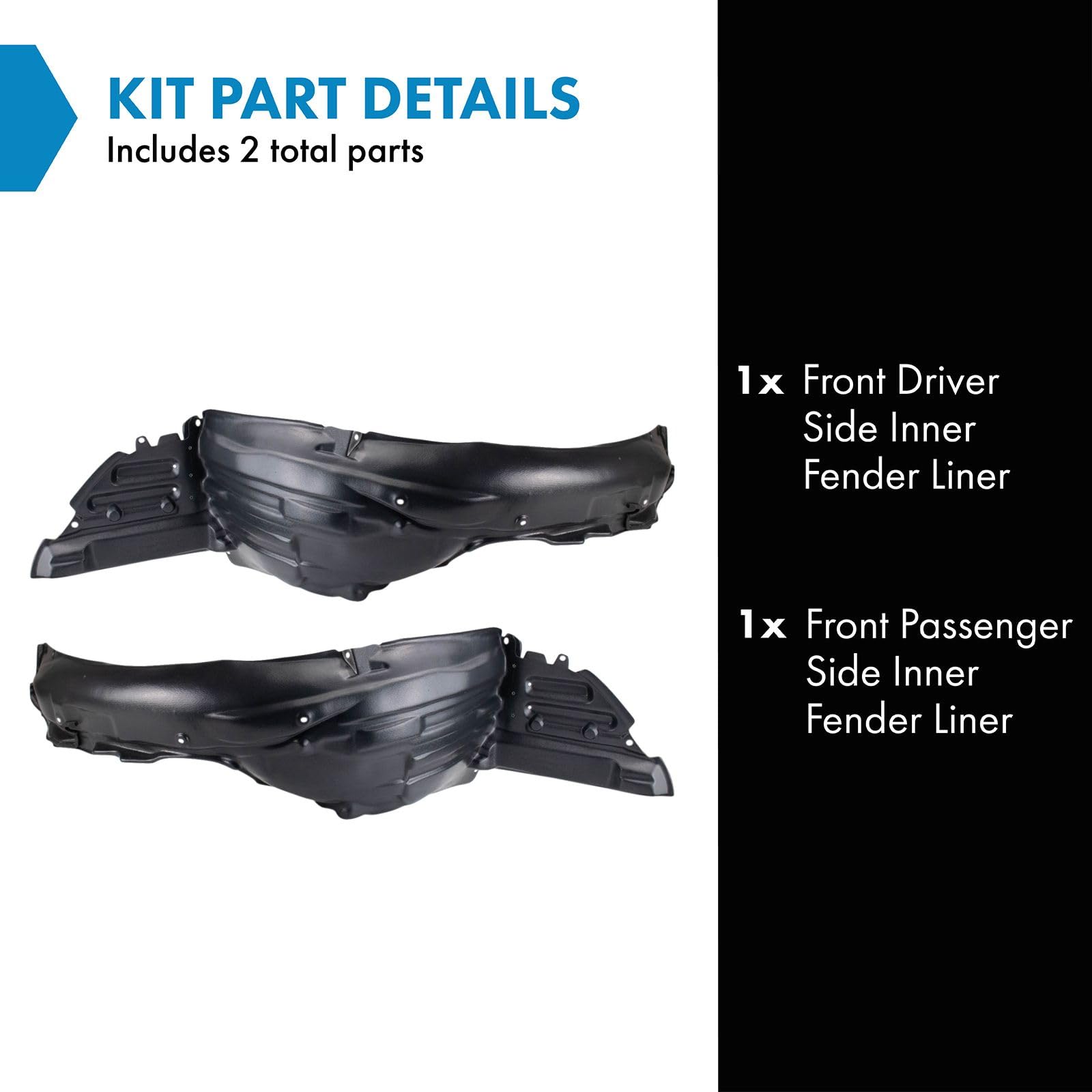 Trq Front Inner Fender Liner Set Compatible With 2018-2019 Subaru Legacy Su1248125 Su1248130 Su1249130