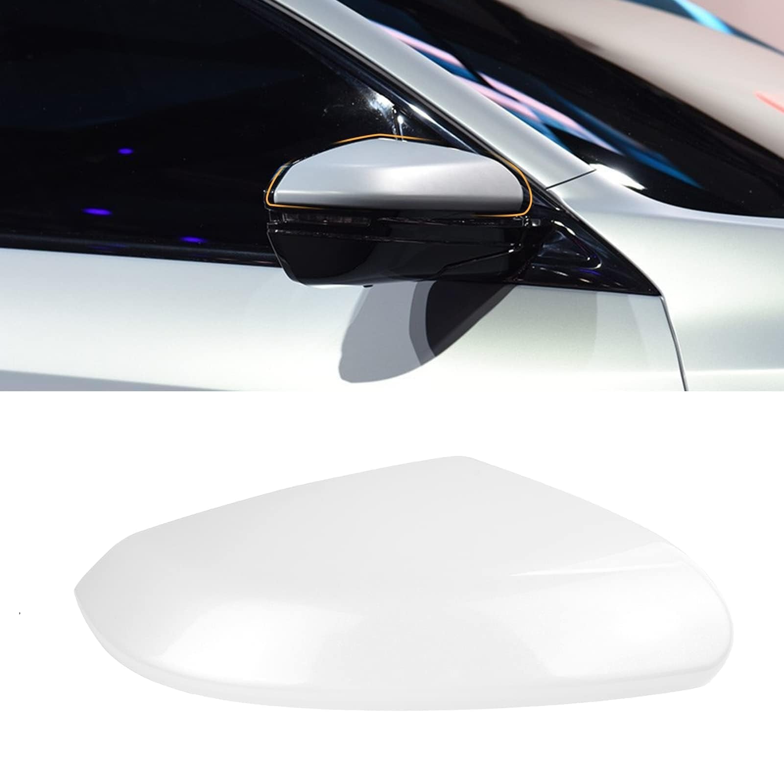 Moonlinks Compatible With 2016-2021 Honda Civic Side Mirror Cover Replacement Passenger Side,Platinum White Pearl For 10Th Gen C