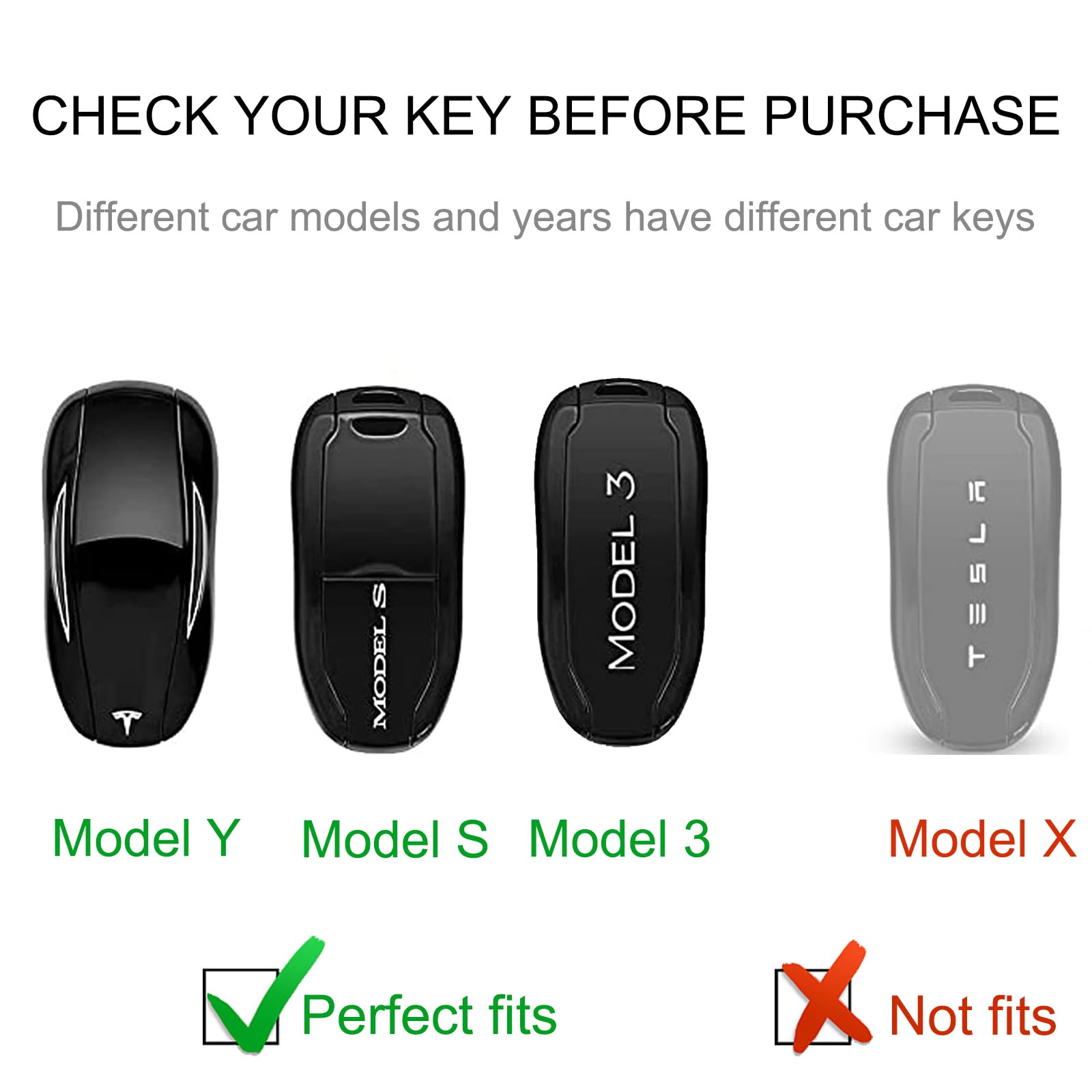 Cacarlike For Tesla Key Fob Cover With Tesla Keychain, Car Key Fob Case Compatible With Tesla Model S Model 3 Model Y Smart Key