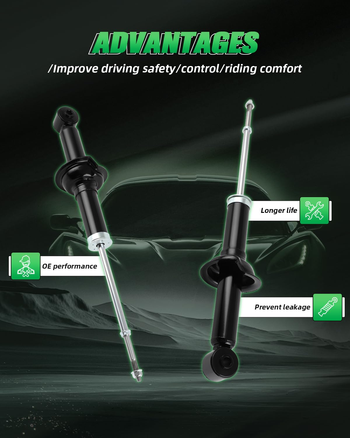 Scitoo - Rear Shock Absorbers For Mitsubishi Fits 2011-2018 For Mitsubishi Outlander Sport,2011 For Mitsubishi Rvr Shocks 340060 345934 Shocks Struts - 2Pc Set