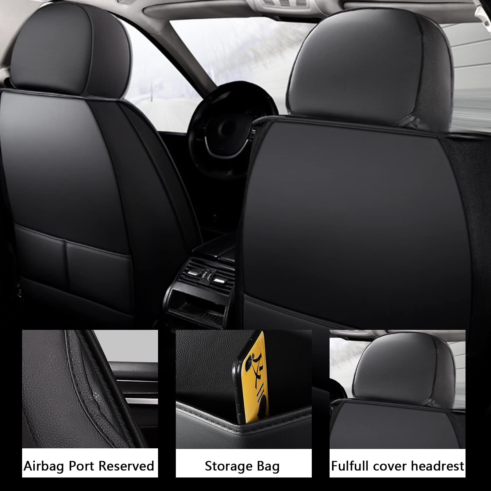 otoez Universal Leather Car Seat Covers 5 Seat Full Set Automotive Seat Protector Replacement Compatible with Most Honda Toyota