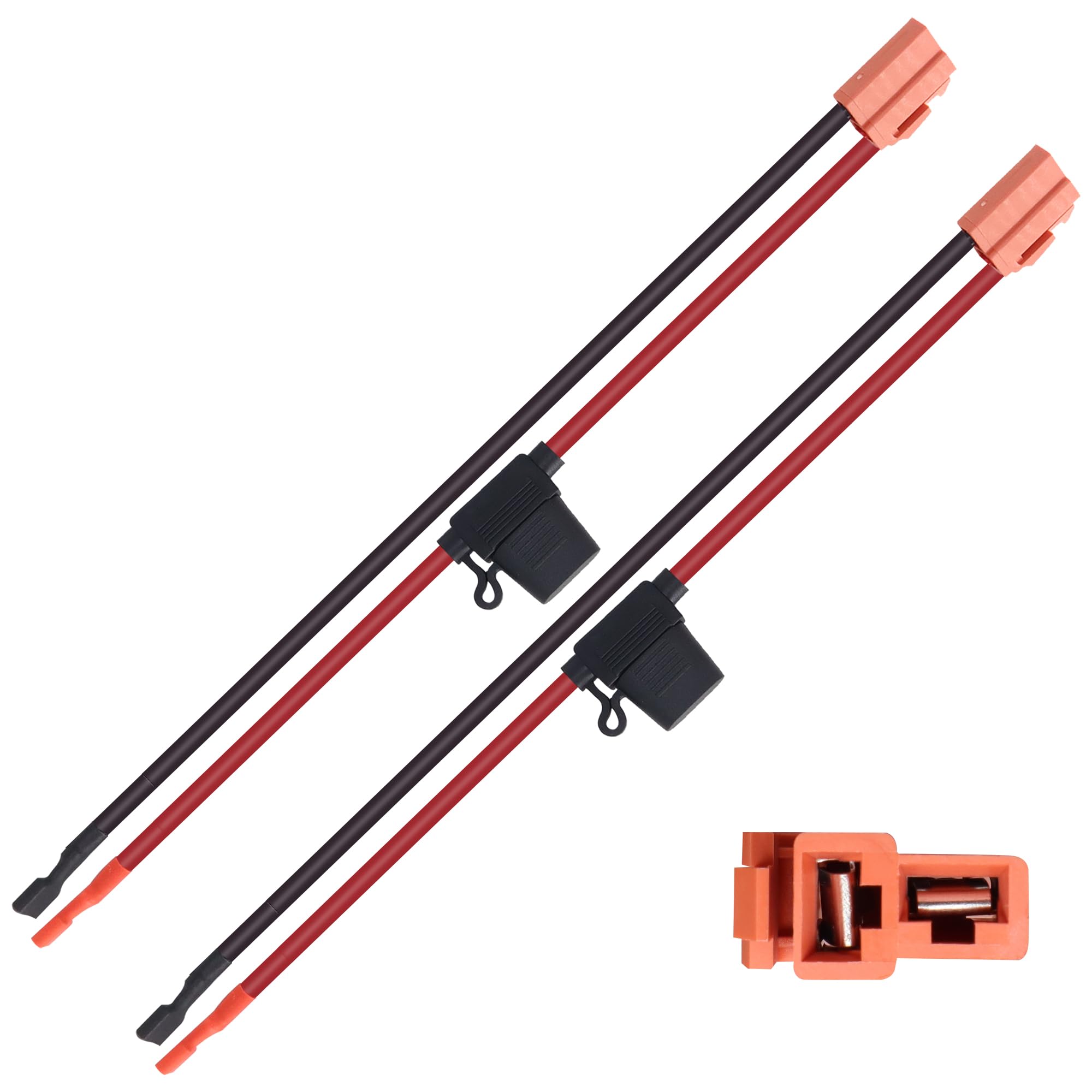 HiSport 12 Gauge Wire Battery Wire Harness Connector 2PCS Compatible with 12-Volt Ride On Vehicle with red 2 pins Connector 40A 