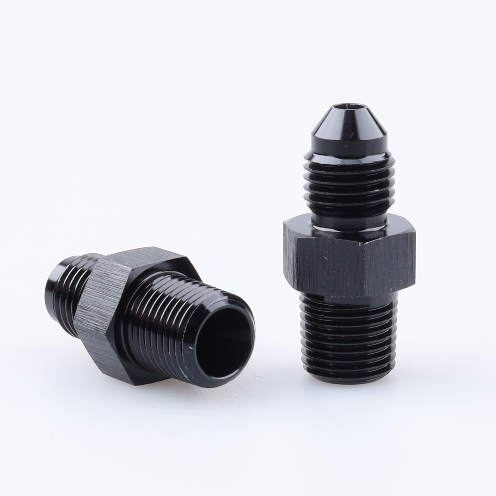 Ac Performance Male 1/8'' Npt To -3 An Flare Adapter Straight Aluminum Black, Pack Of 2