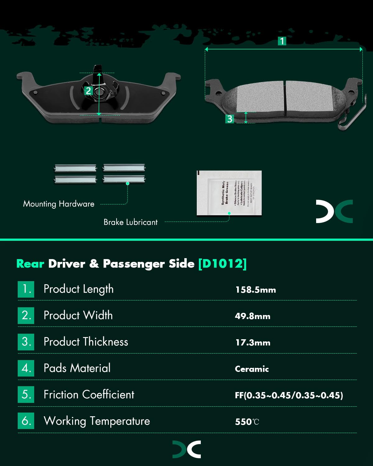 Scitoo D1414 D1012 Front Semi-Metal Rear Ceramic Brake Pads Sets Fit For Ford For F-150 2010-2011