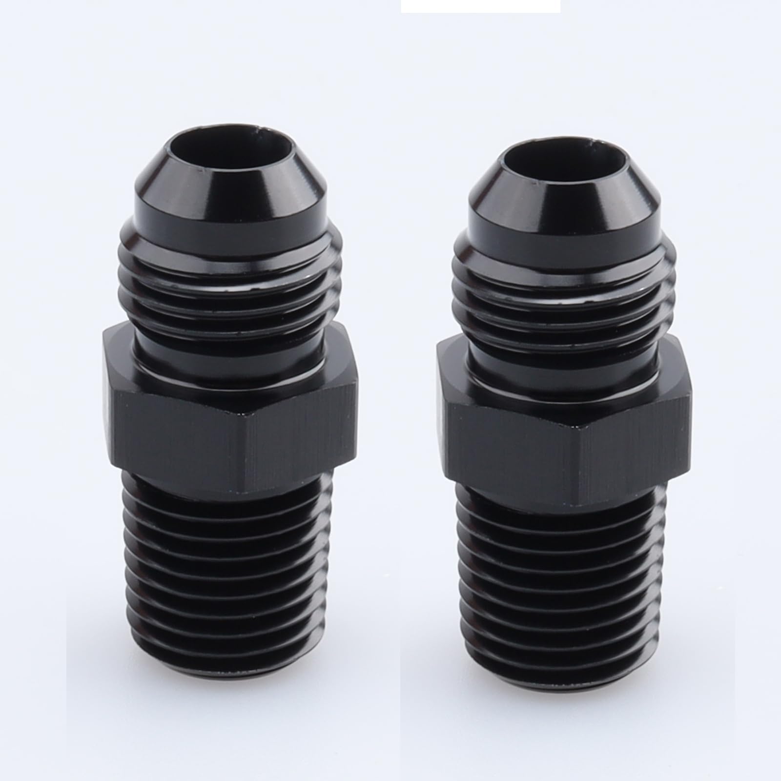 Ac Performance Male 1/4'' Npt To -4 An Flare Adapter Straight Aluminum Black, Pack Of 2
