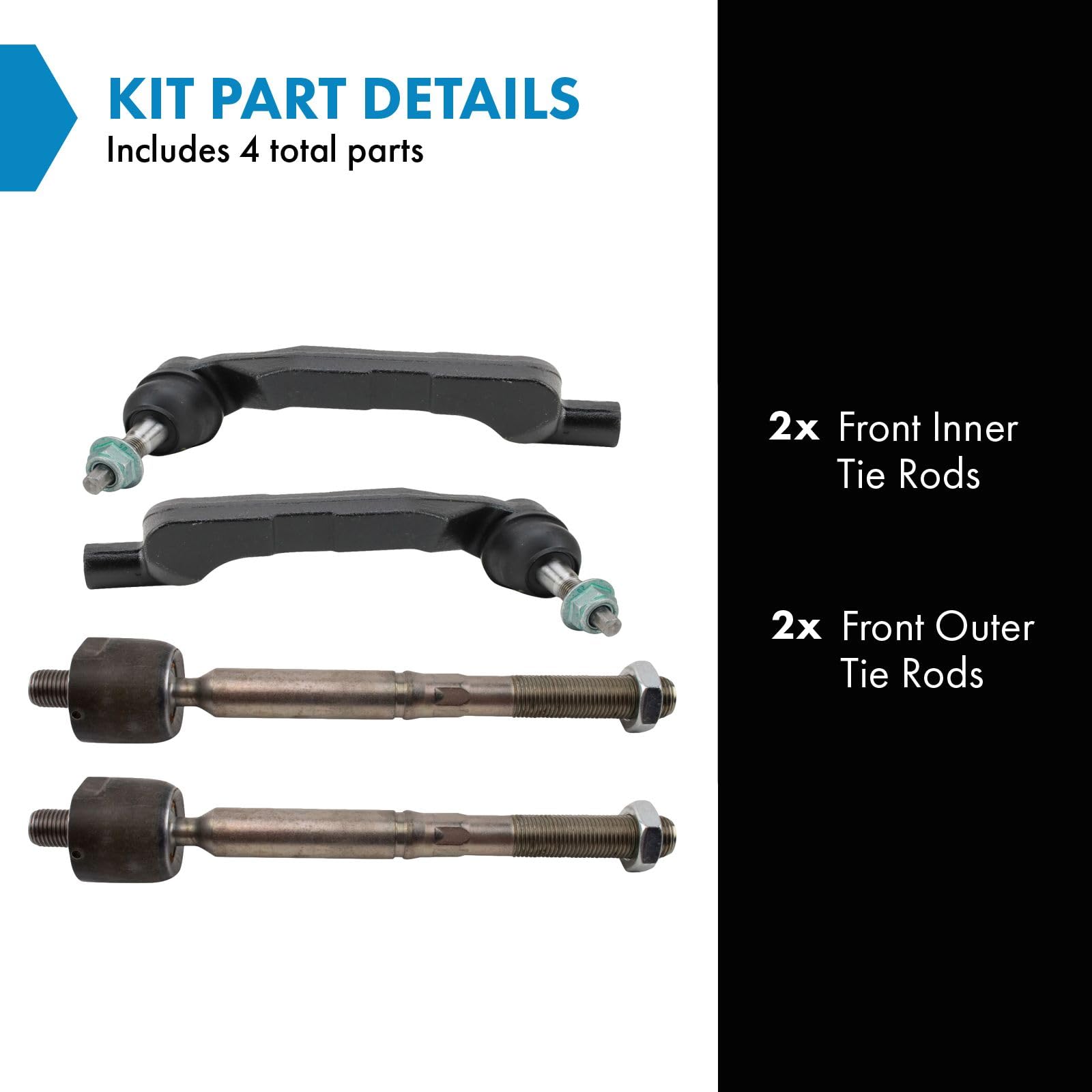 Trq Front Inner And Outer Tie Rod Set Compatible With 2011-2014 Chrysler 300 2011-2017 Dodge Charger