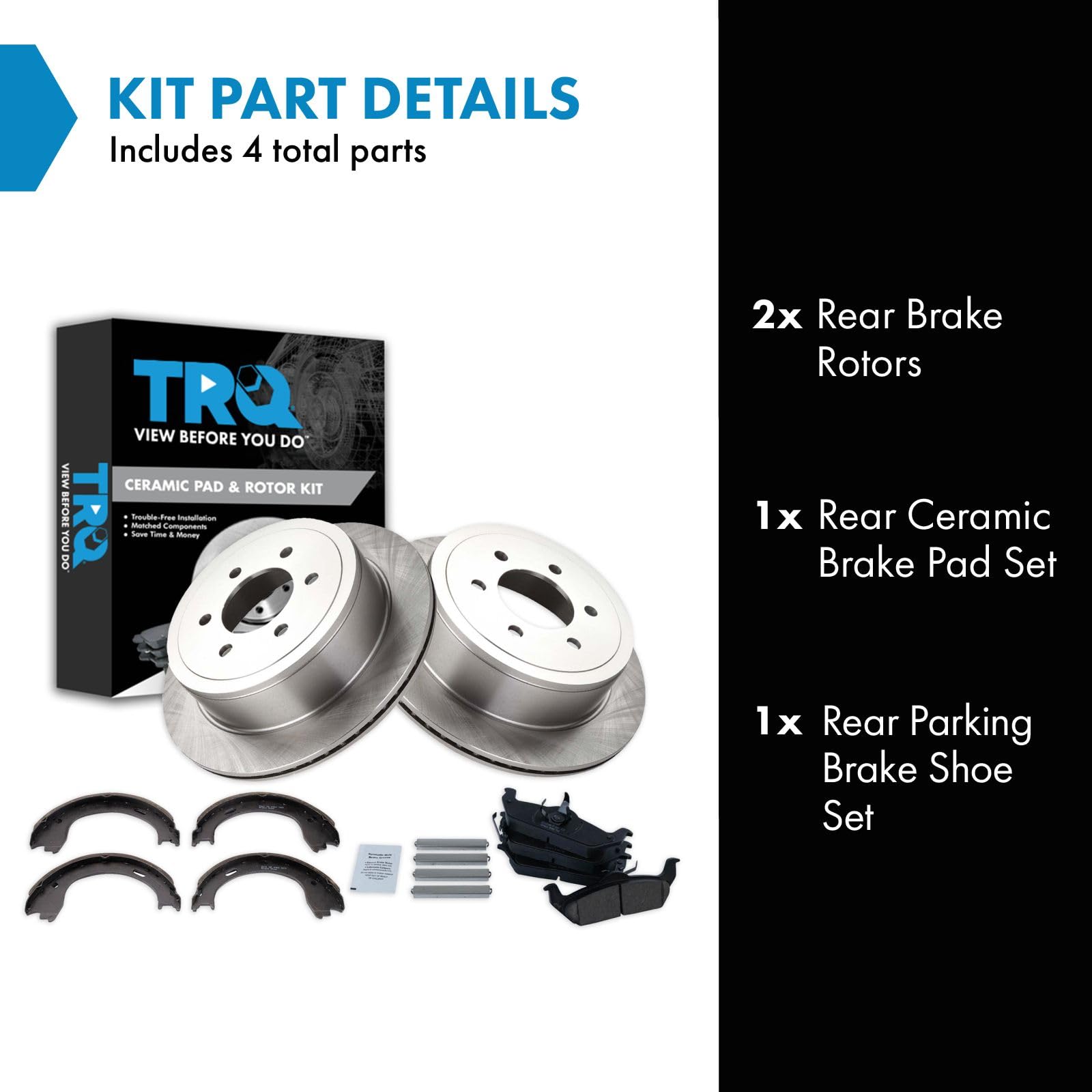 Trq Rear Ceramic Brake Pad & Rotor Kit Compatible With 2009-2011 Ford F-150