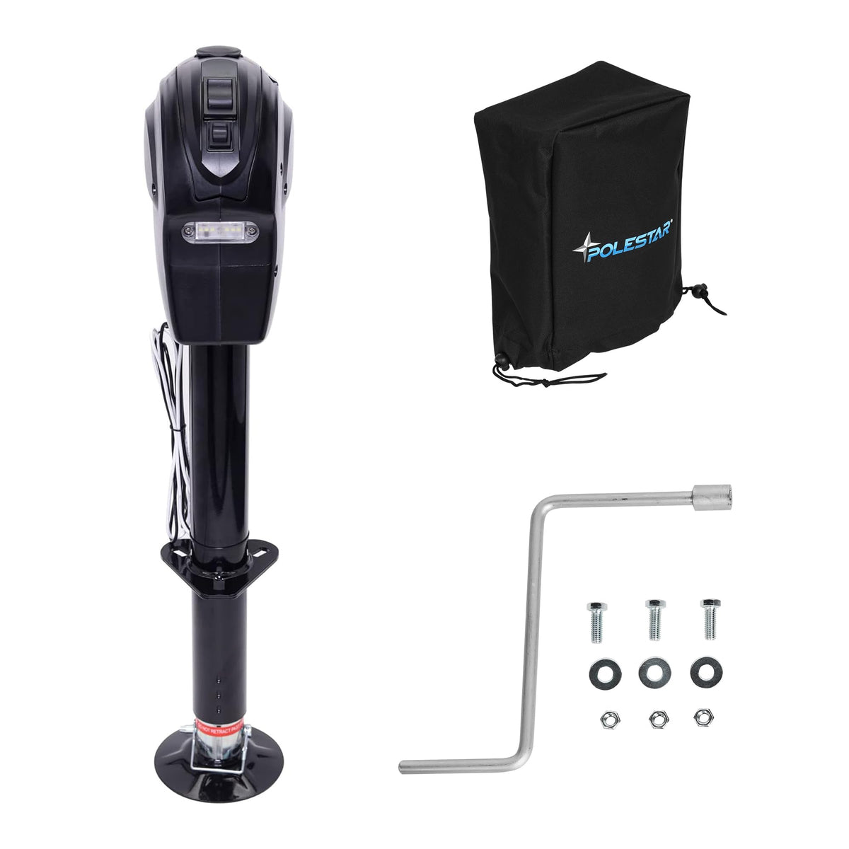Polestar Electric Trailer Jack, 5000Lbs Electric Power A- Frame Tongue Trailer Jack With Waterproof Protective Cover & Led Light For Travel Trailer Camper, Rv, 12V Dc With Hard Wiring, 9'-27' Lift