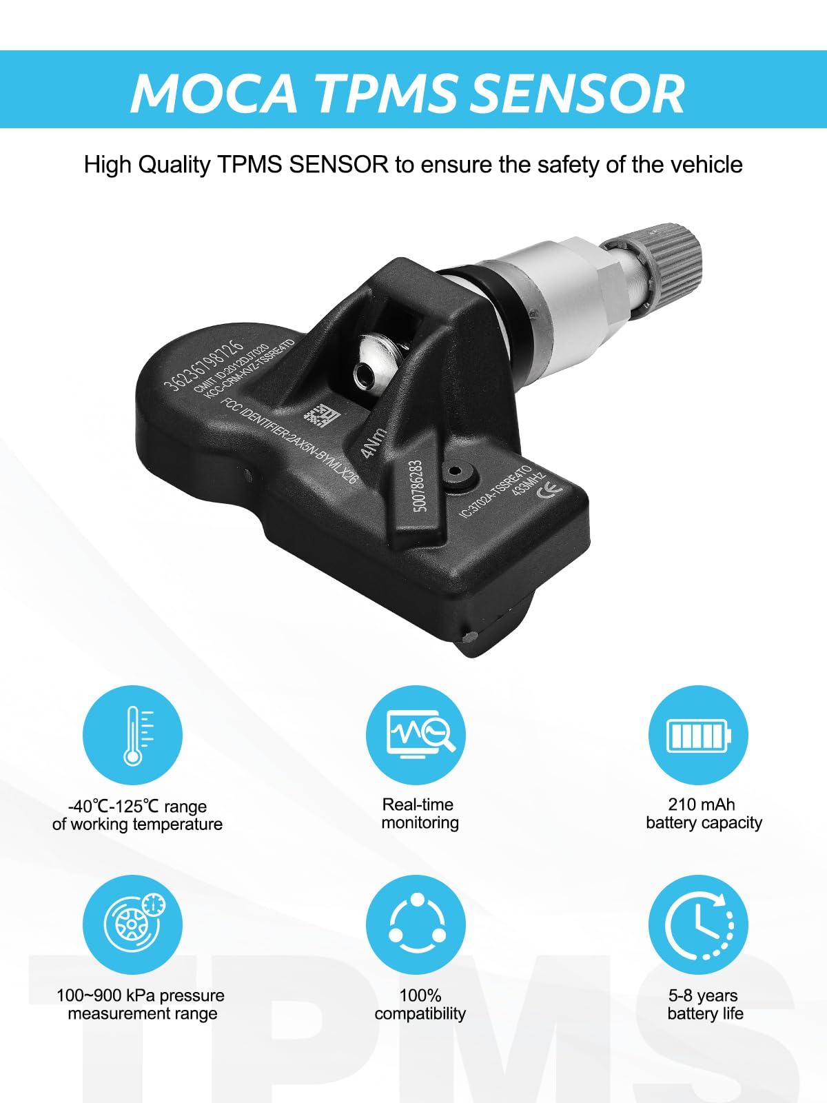 TAUTOY 36236798726 Tire Pressure Sensor TPMS 433MHZ for 2006-2010 BMW 128i 135i 328i 335i 525i 528i 530i 535I 550i 650i 750i 760