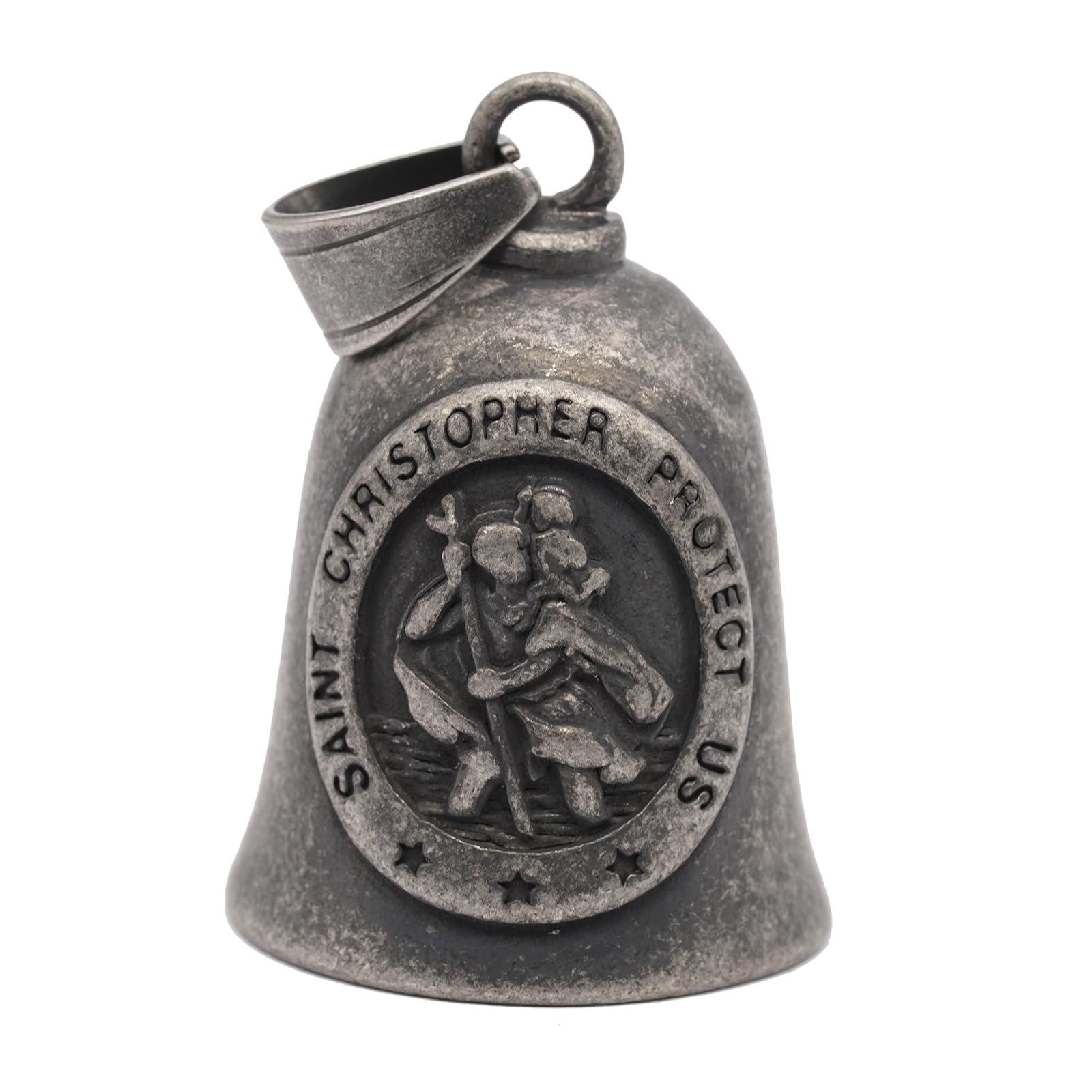 MOYOZZ Saint ST. Christopher Protect Us Motorcycle Bells W/Hanger for Bikers,Heavy Rider Bells Accessory & Key Chain for Luck (G