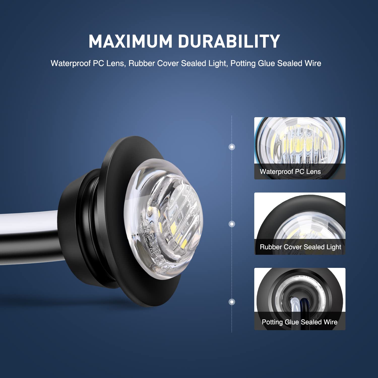Nilight 30 Pcs 3/4 Inch Round Clearance Light Led Front Rear Side Marker Indicator Bullet Lights For Truck Rv Car Bus Trailer Va