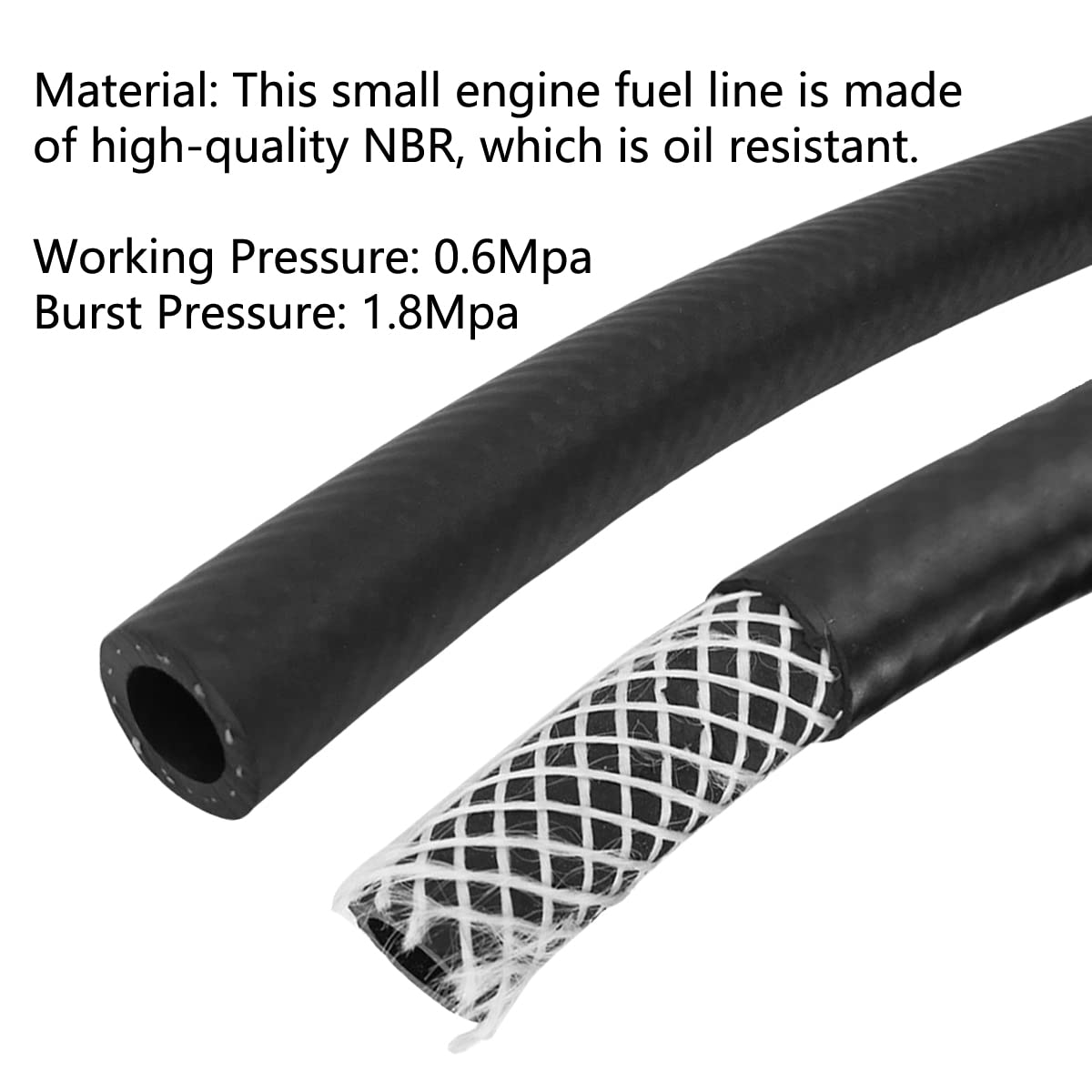 Fuel Line 1/2 Inch ID NBR Fuel Line Hose 8AN Push on Hose for Small Engine 25 Feet