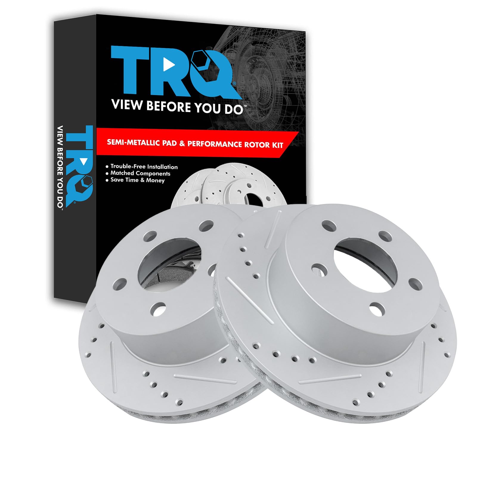 Trq Front Performance Brake Rotors Set Premium G-Coated Compatible With 1999-2001 Jeep Cherokee 1997-2006 Wrangler