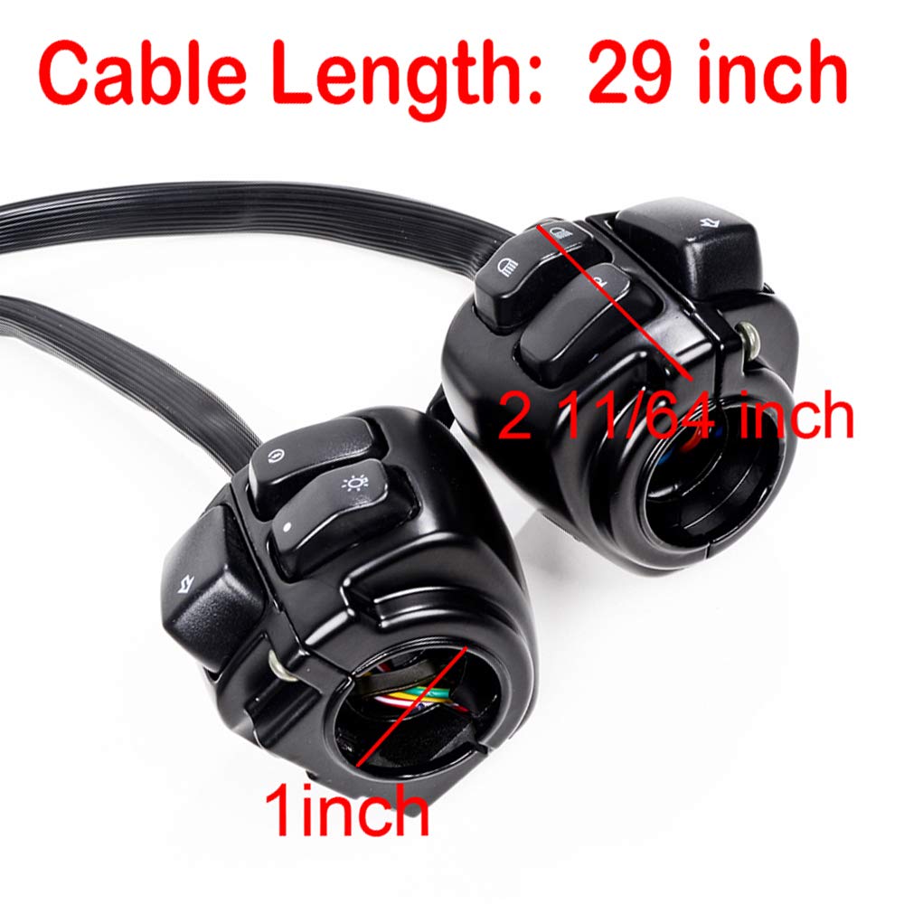 Astra Depot 1 Pair Motorcycle 1'' Handlebar Switches Control And Wiring Harness Compatible With Harley