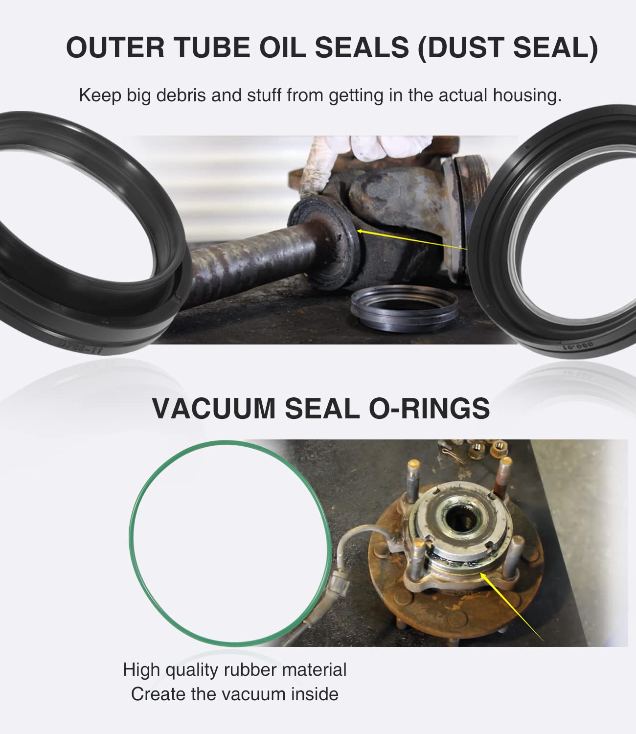 Front Axle Knuckle Tube Seal Kit - Fit For Ford 1998-2004 F250 F350 F450 F550 Super Duty Excursion Dana 50 60 Front Axle Knuckle