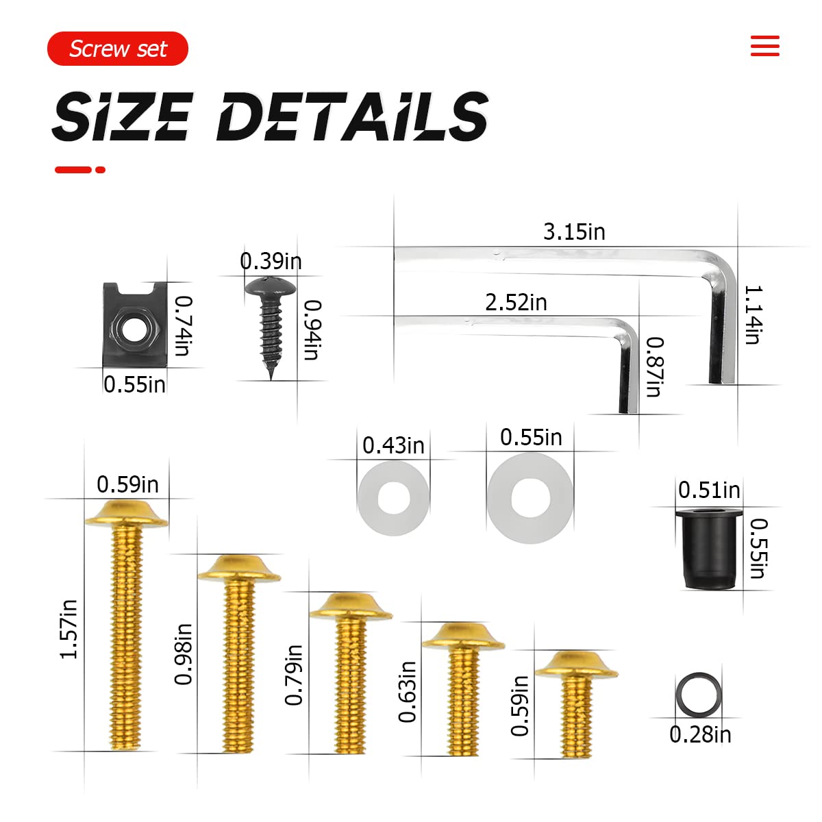 Motorcycle Fairing Bolt Kit, 177Pcs M5 M6 Motorcycle Windscreen Screws, Aluminum Fasteners Fairing Bolts Nut Clips Kit, Mounting