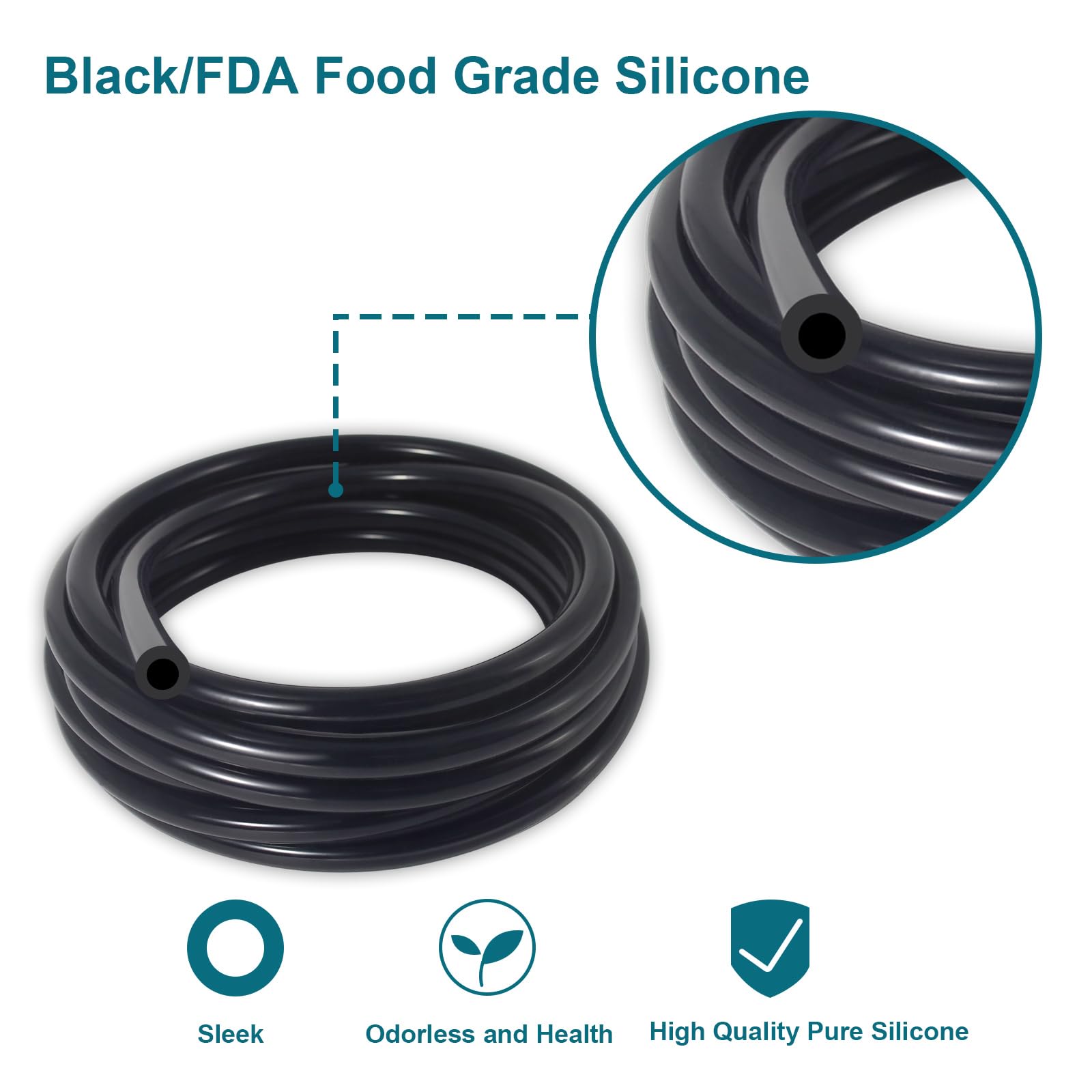 Gephynm Vacuum Hose Automotive, 10 Ft 1/4 Inch Id Vacuum Line, 130Psi Max Pressure Vacuum Lines Automotive, Silicone Hose