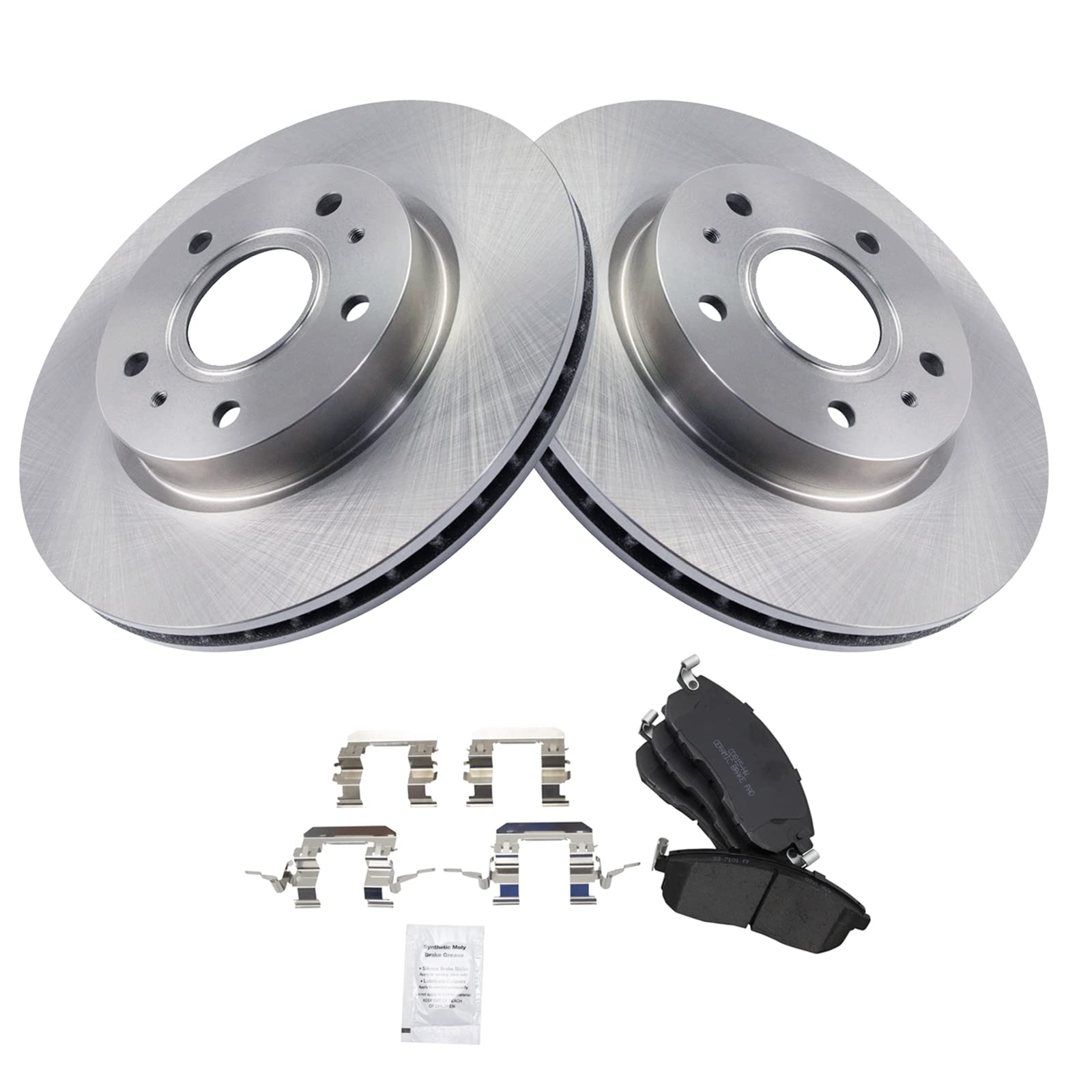 Trq Front Brake Pad & Rotor Kit Brake Pads Brake Rotor Ceramic Compatible With 2007-2013 Suzuki Sx4