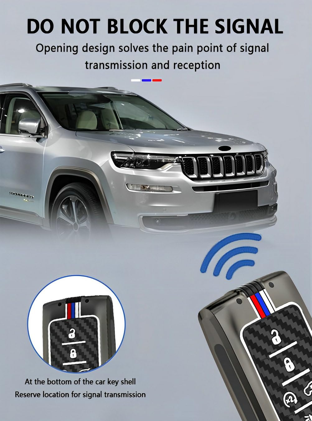 YONUFI for Jeep Key Fob Cover Case Metal Shell Smart Keys Holder Protector Compatible for Jeep Grand Cherokee L Grand Wagoneer 5