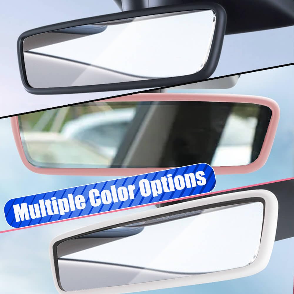 Yeapop 2Pcs Silicone Protector Frames Of Screen And Rear View Mirror For Tesla Model 3 2017-2023 And Model Y.(White)