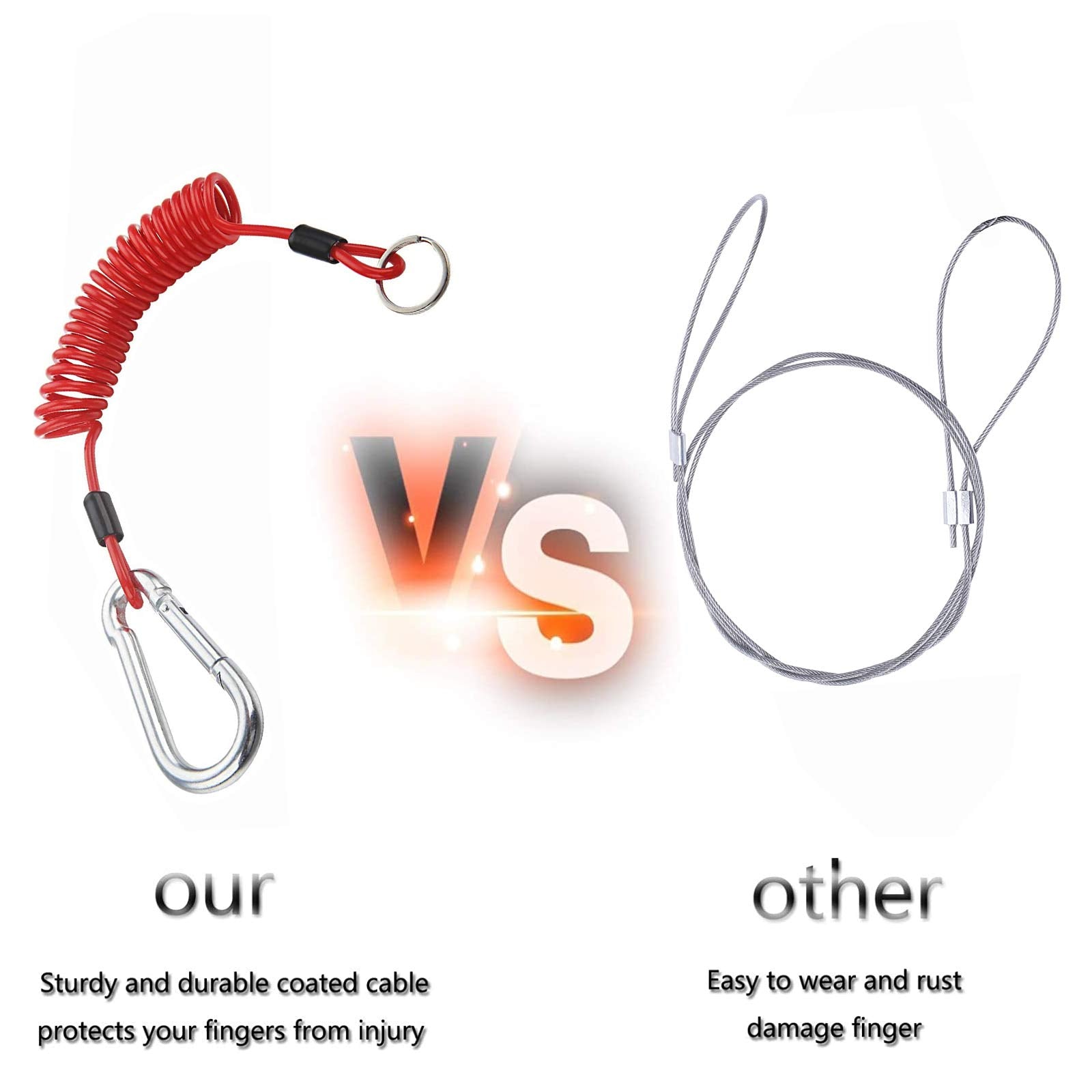 Dpei Xuan 4Pcs Breakaway Trailer Cable, Trailer Brake Cable, Rv Stainless Steel Spring Towing Coiled Wire, Heavy Duty Steel Wire