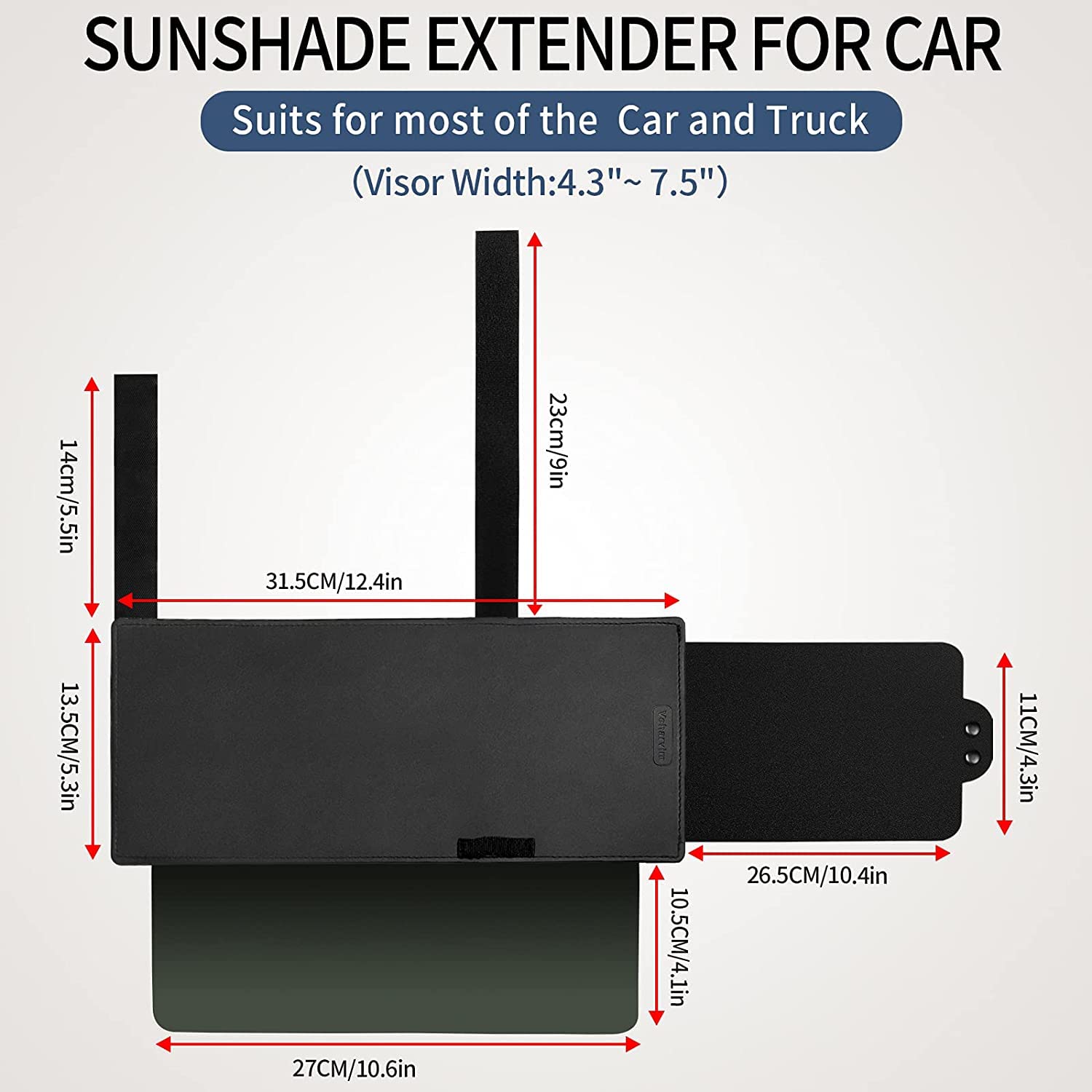 Veharvim Polarized Sun Visor for Car, Upgraded UV400 Car Sun Visor Extension with PC Lens and Side Sunshade,Anti-Glare Visor for