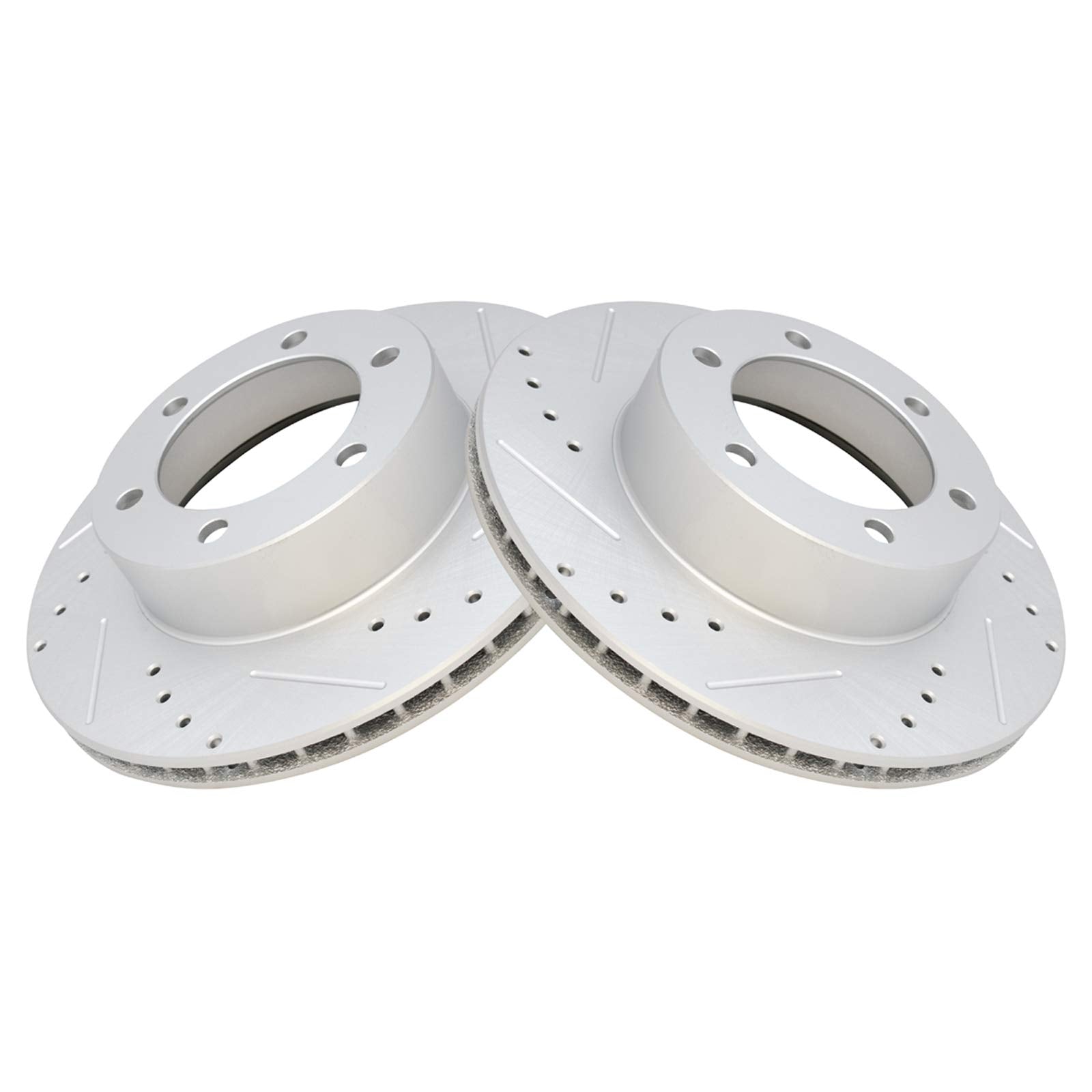 Trq Front Performance Brake Rotors Set Premium G-Coated Cross Drilled & Slotted Compatible With 1996-2002 Toyota 4Runner 2004 Ta