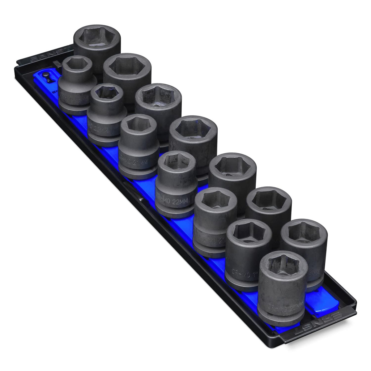 Ernst Manufacturing 19-Inch Socket Boss 2-Rail 3/4-Inch-Drive Socket Organizer, Blue (8459)